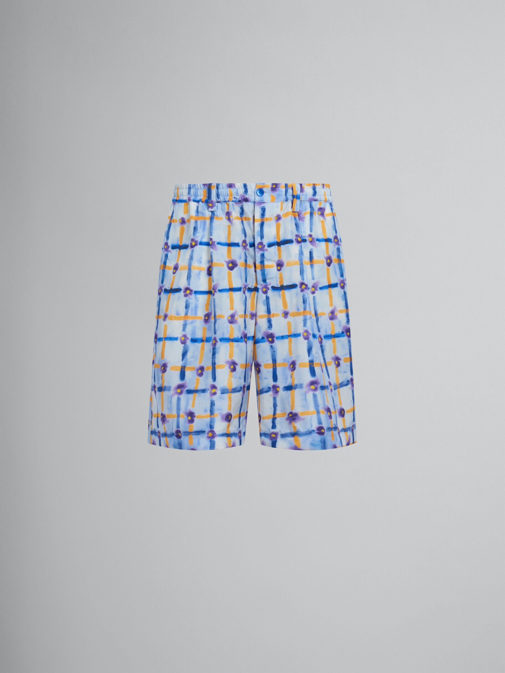 MARNI MEN'S LIGHT BLUE PATTERNED TAILORED SHORTS