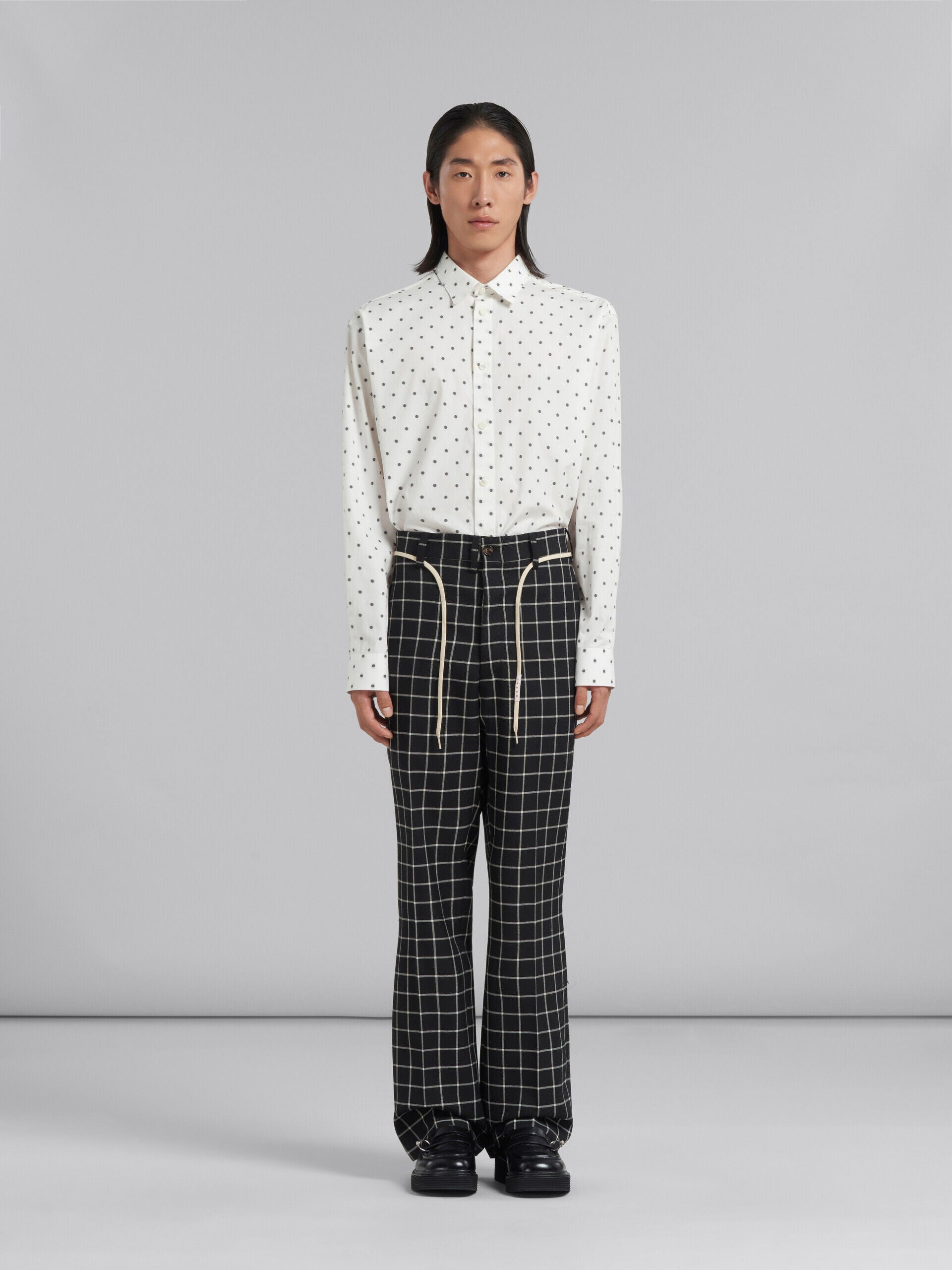 MARNI MEN'S BLACK CHECK WIDE-LEG TROUSERS