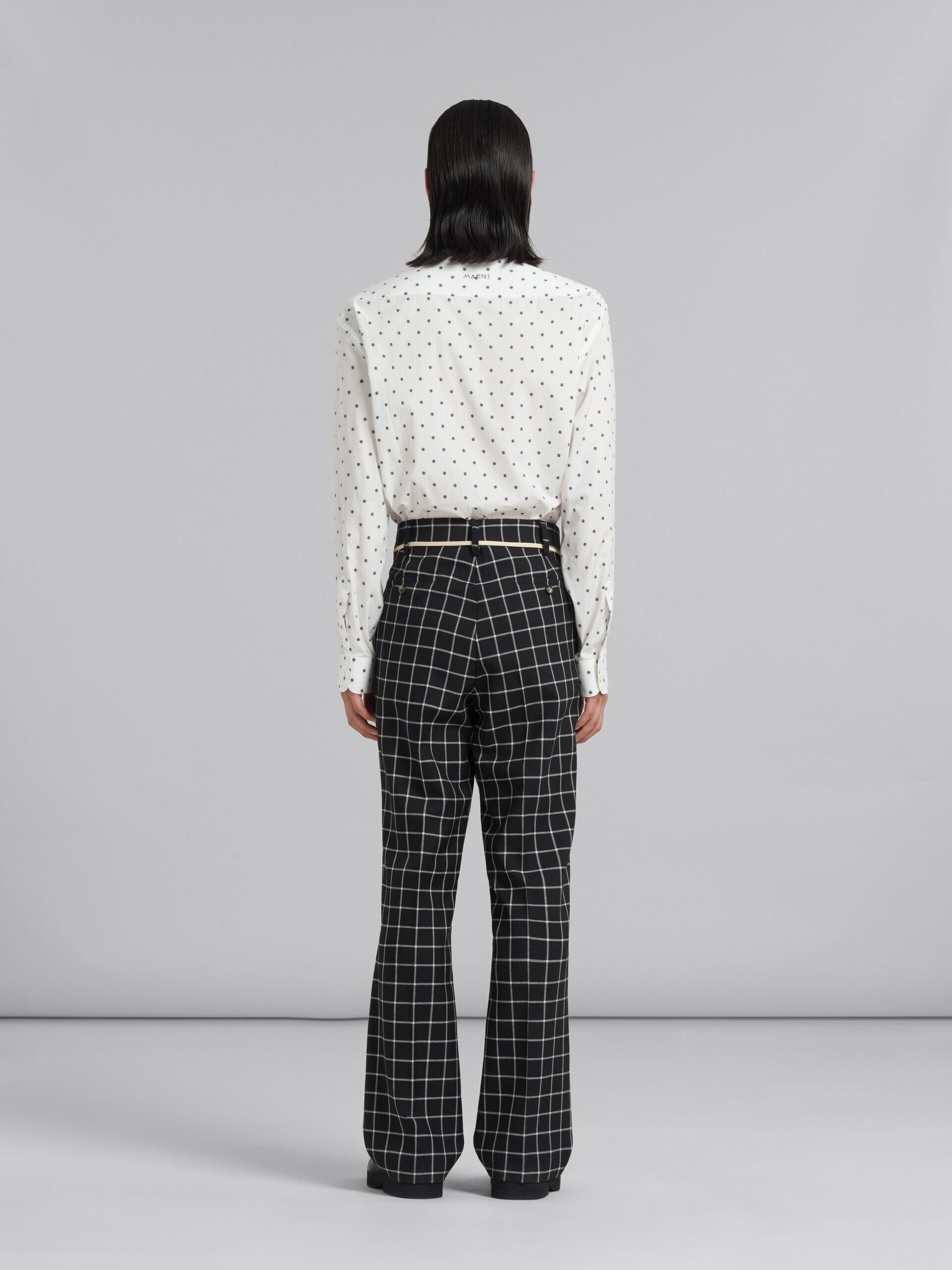 MARNI MEN'S BLACK CHECK WIDE-LEG TROUSERS