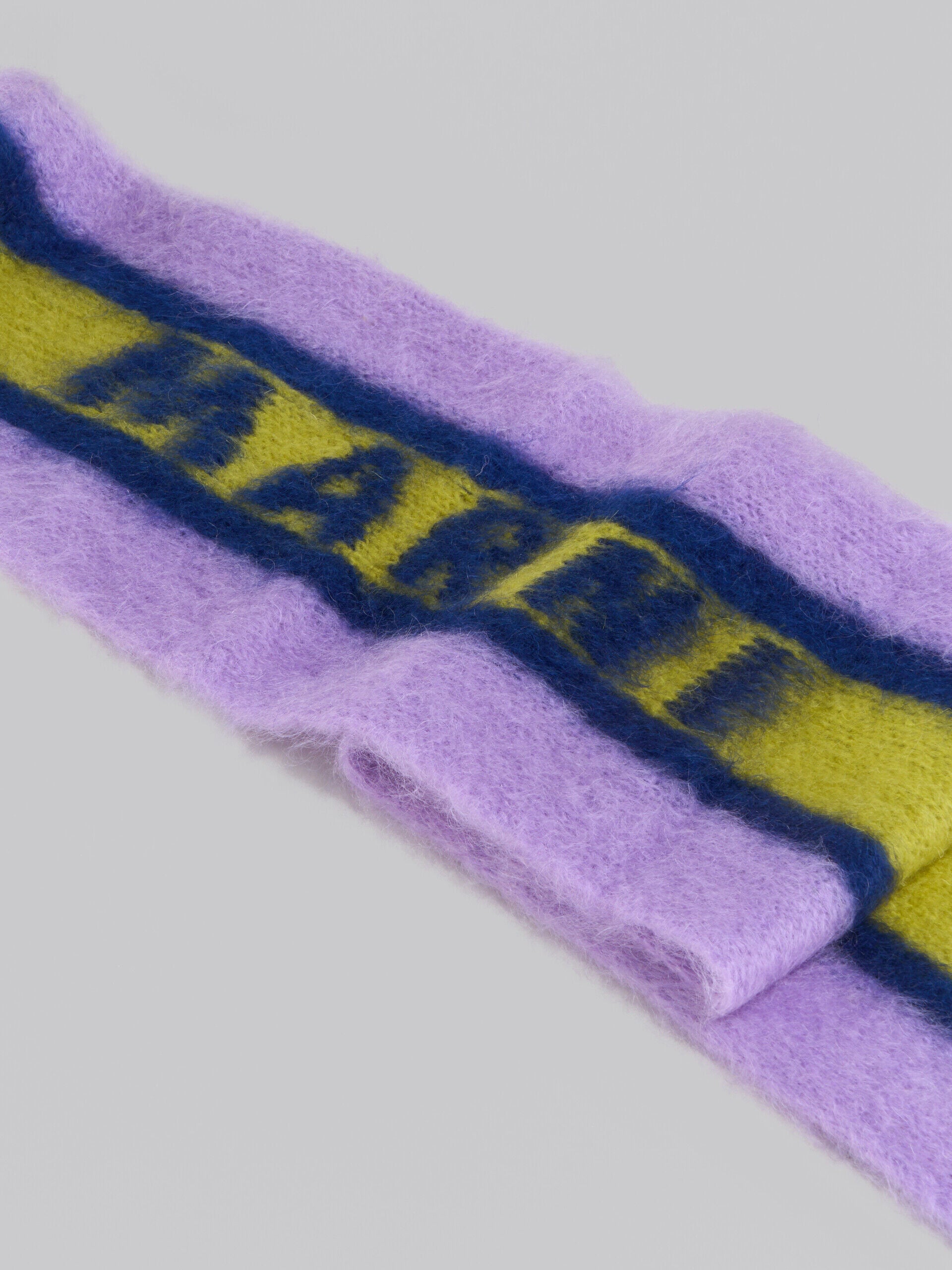 MARNI MEN'S LILAC AND YELLOW STRIPED SCARF