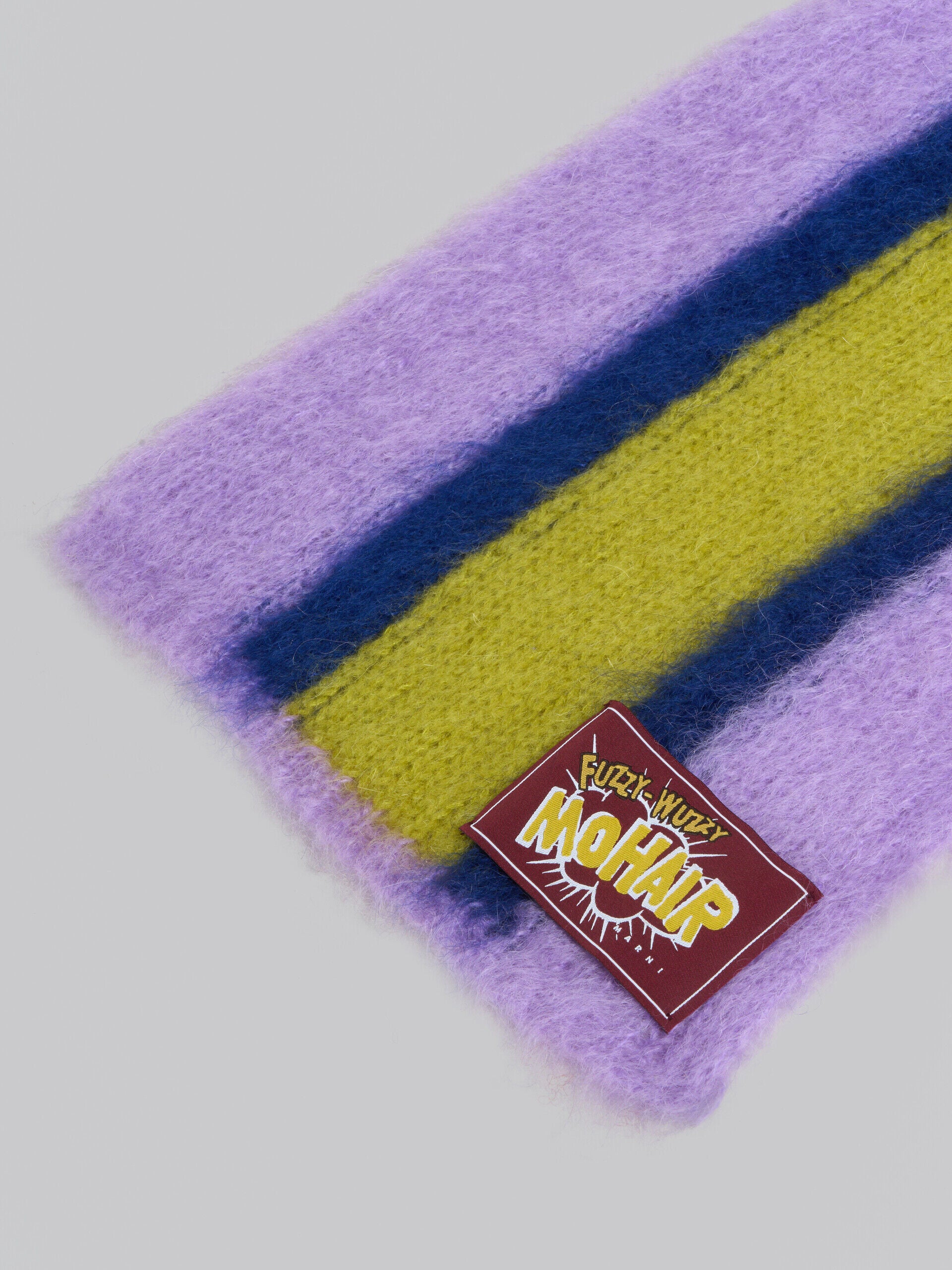 MARNI MEN'S LILAC AND YELLOW STRIPED SCARF