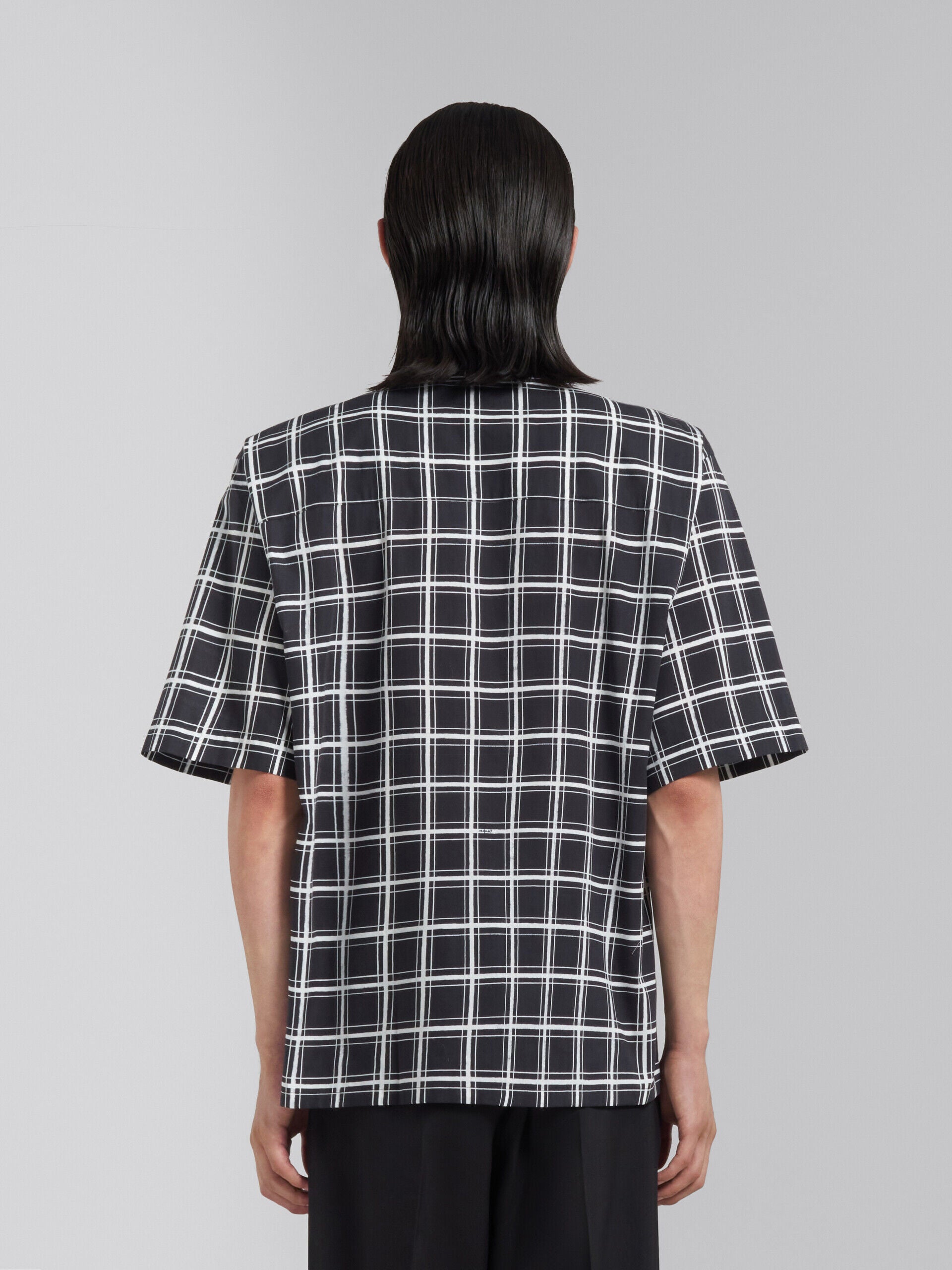 MARNI MEN'S BLACK CHECK SHORT-SLEEVE SHIRT