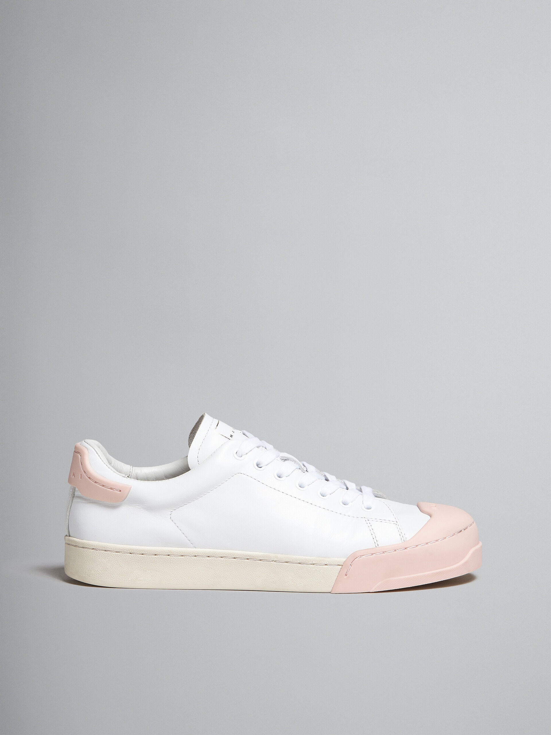 MARNI MEN'S WHITE PINK LEATHER SNEAKERS