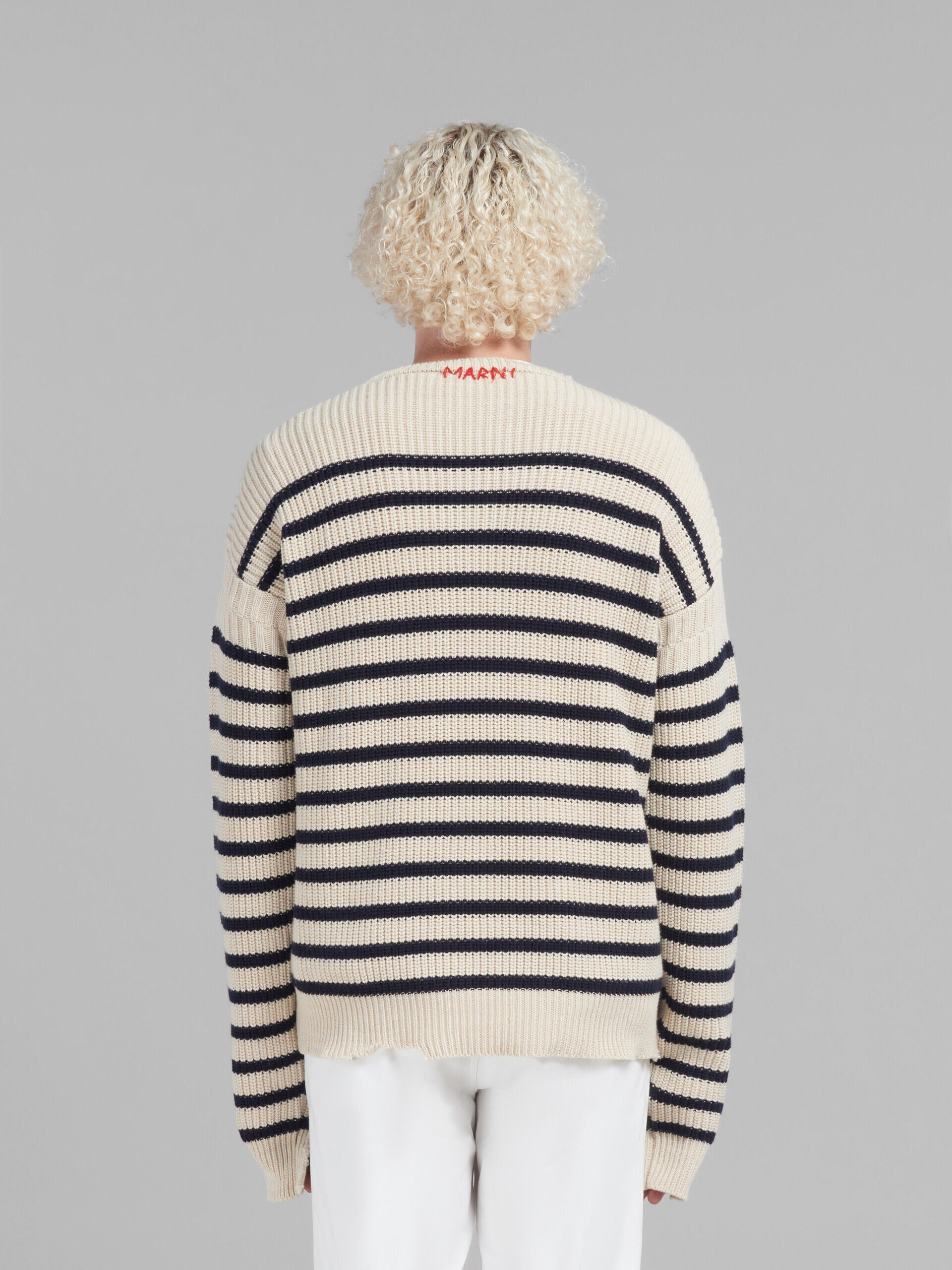MARNI MEN'S STRIPED KNIT SWEATER WITH POCKET