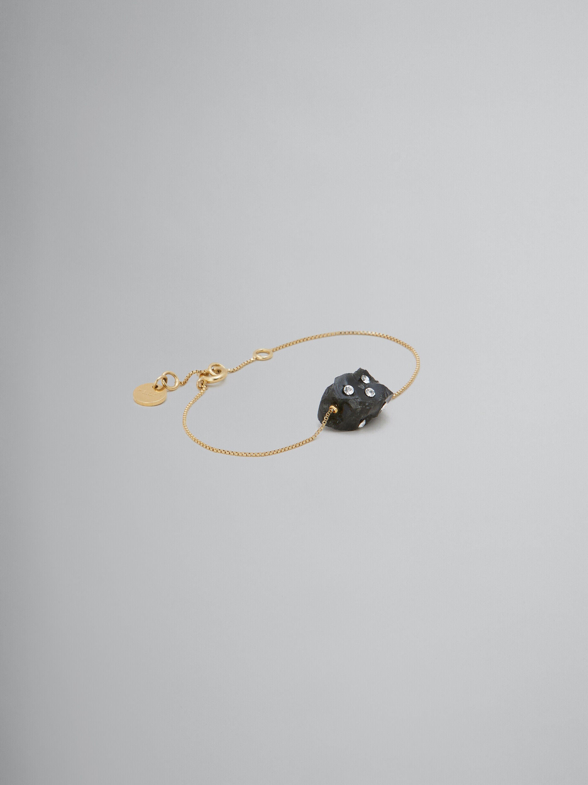 MARNI WOMEN'S GOLD CHAIN BRACELET WITH BLACK STONE