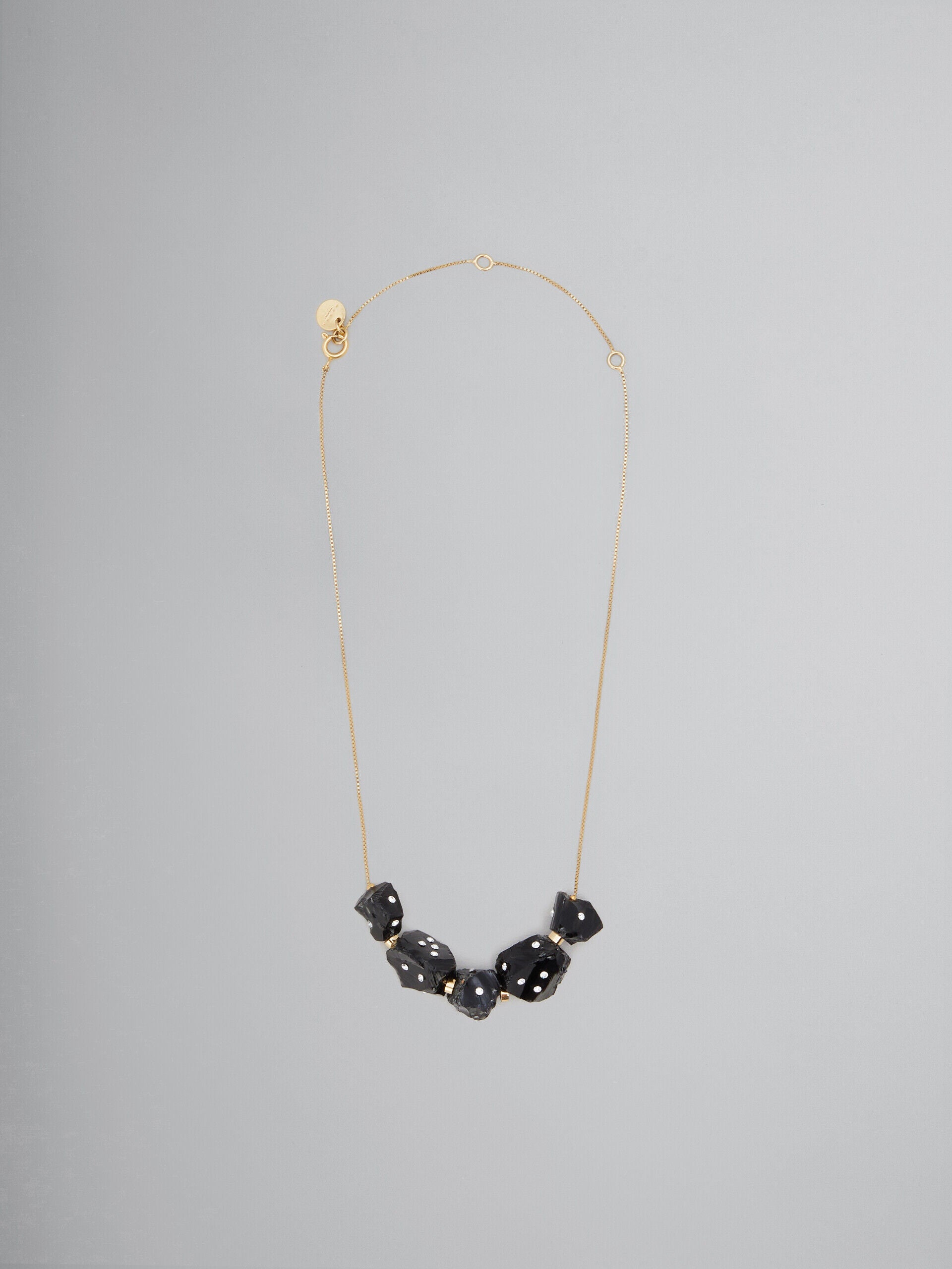 MARNI WOMEN'S GOLD CHAIN NECKLACE WITH BLACK BEADS