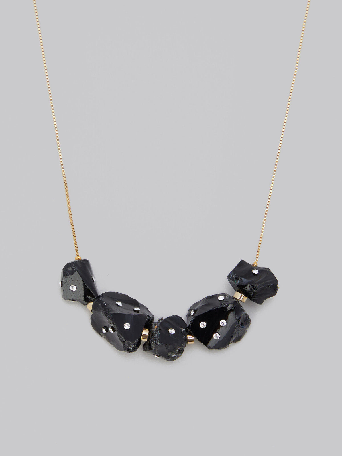 MARNI WOMEN'S GOLD CHAIN NECKLACE WITH BLACK BEADS