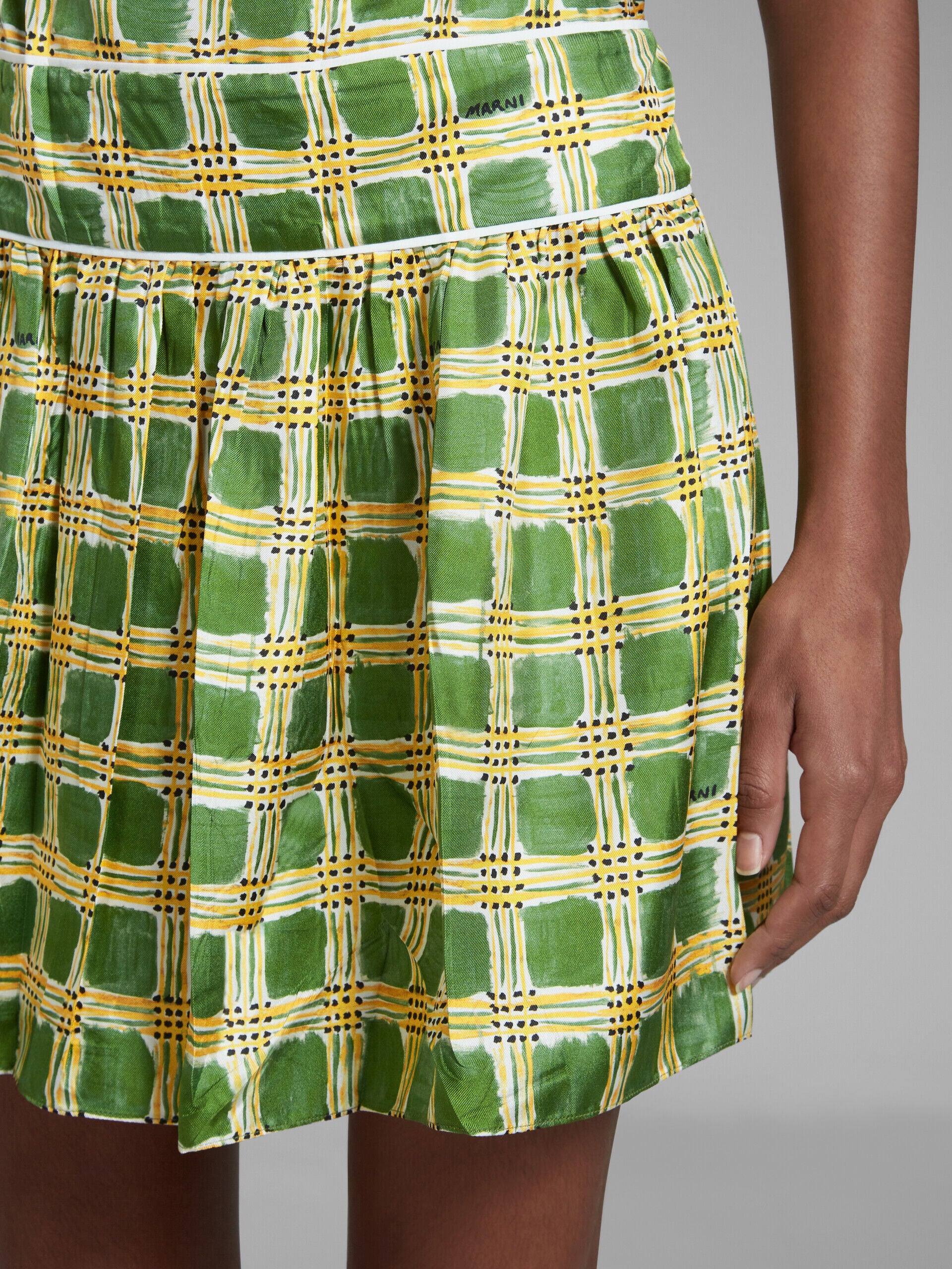 MARNI WOMEN'S GREEN PLAID SHORT DRESS