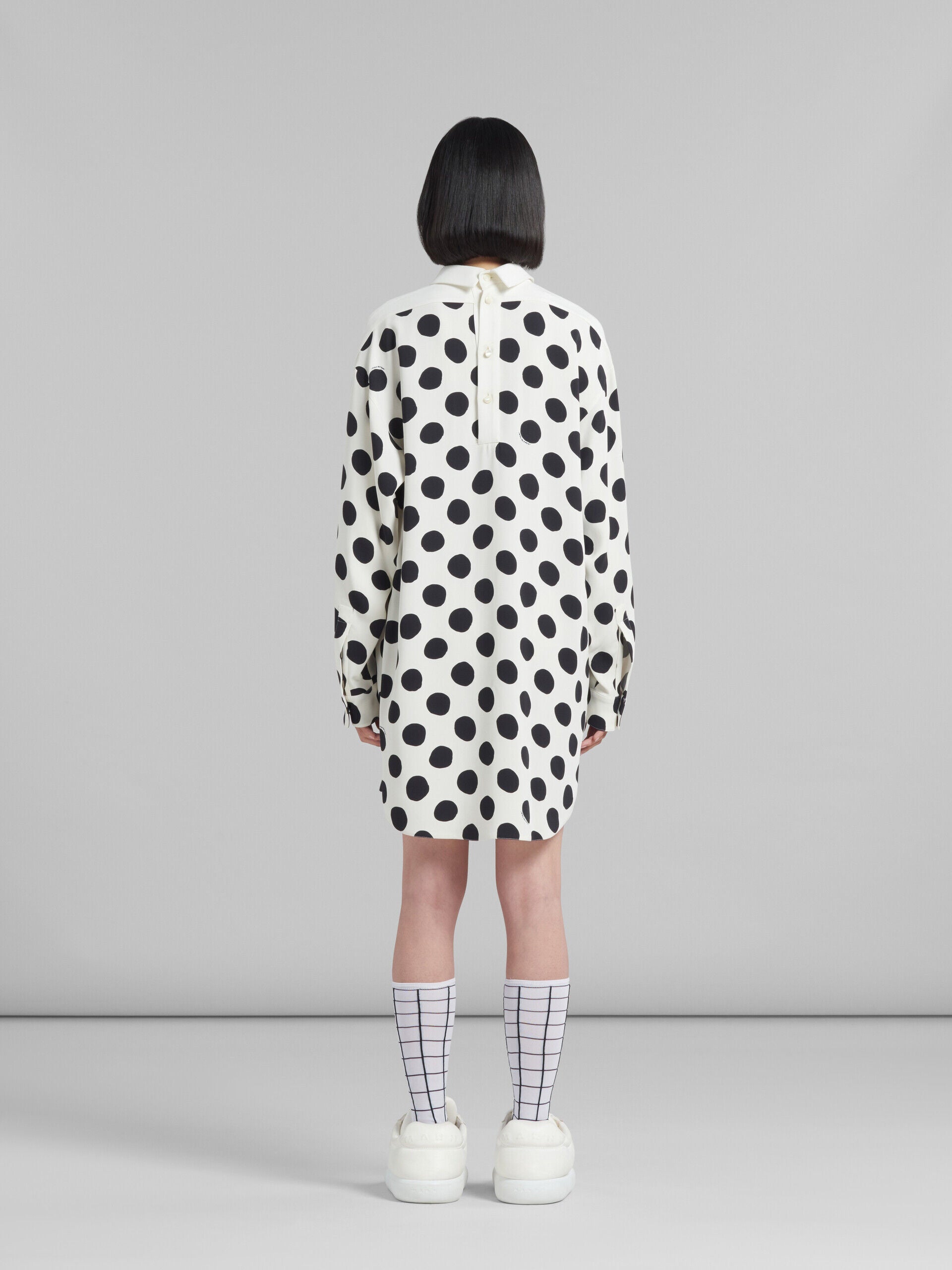 MARNI WOMEN'S WHITE POLKA DOT SHIRT DRESS