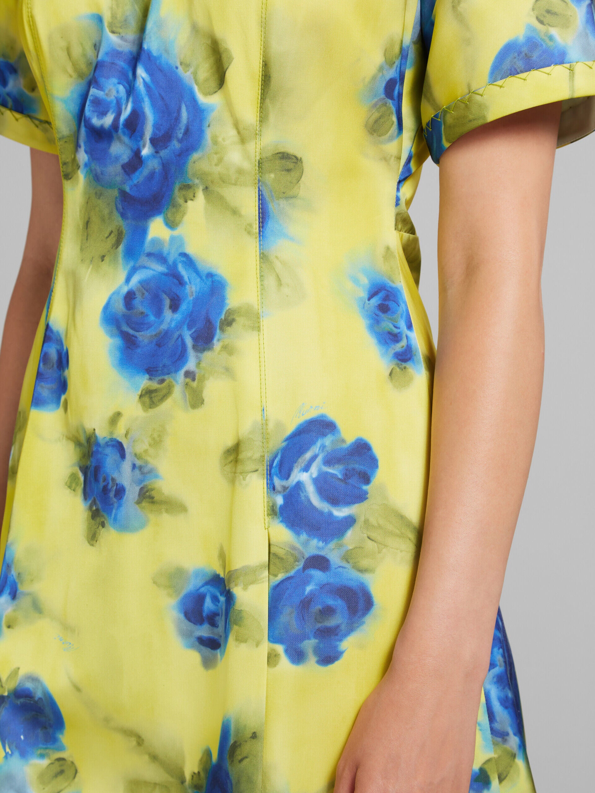 MARNI WOMEN'S YELLOW FLORAL A-LINE DRESS
