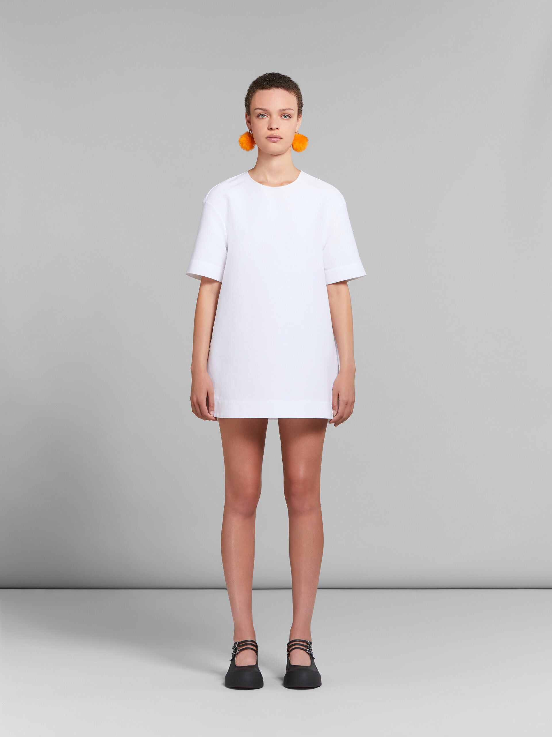 MARNI WOMEN'S WHITE A-LINE SHORT SLEEVE DRESS