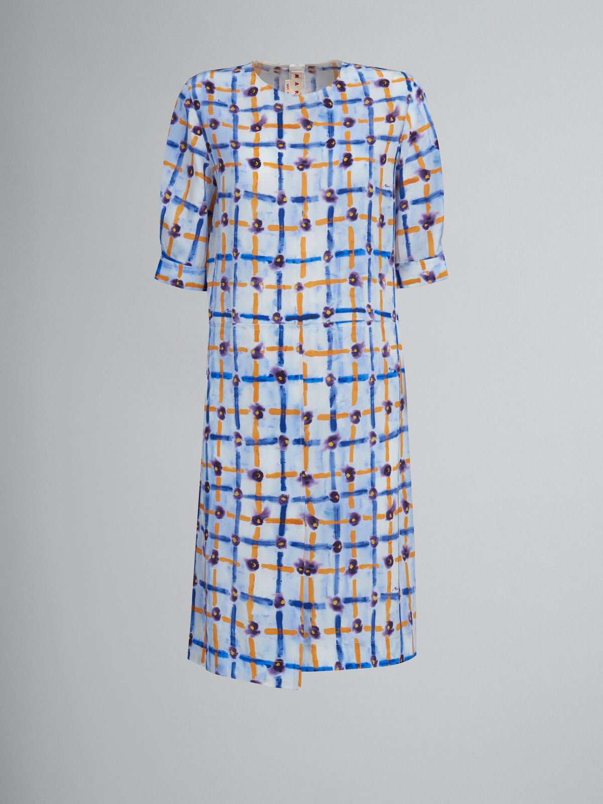 MARNI WOMEN'S LIGHT BLUE PATTERNED MIDI DRESS
