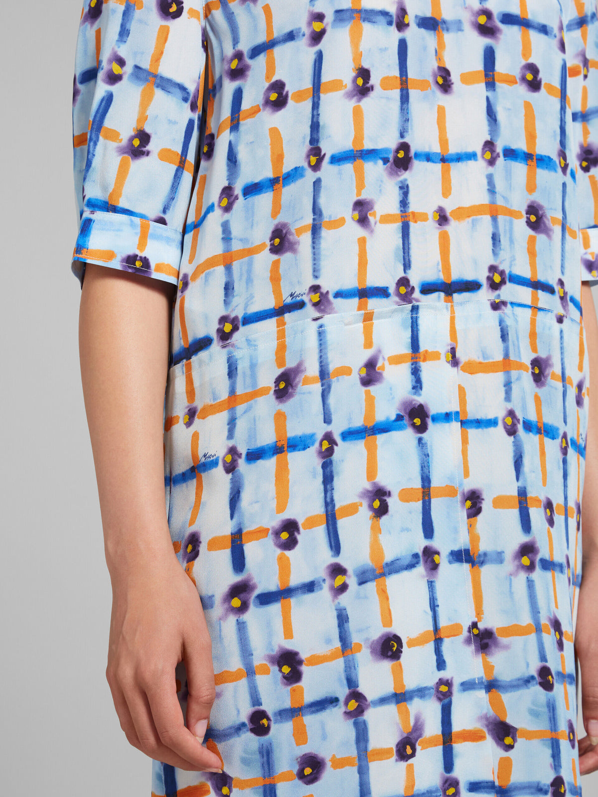 MARNI WOMEN'S LIGHT BLUE PATTERNED MIDI DRESS