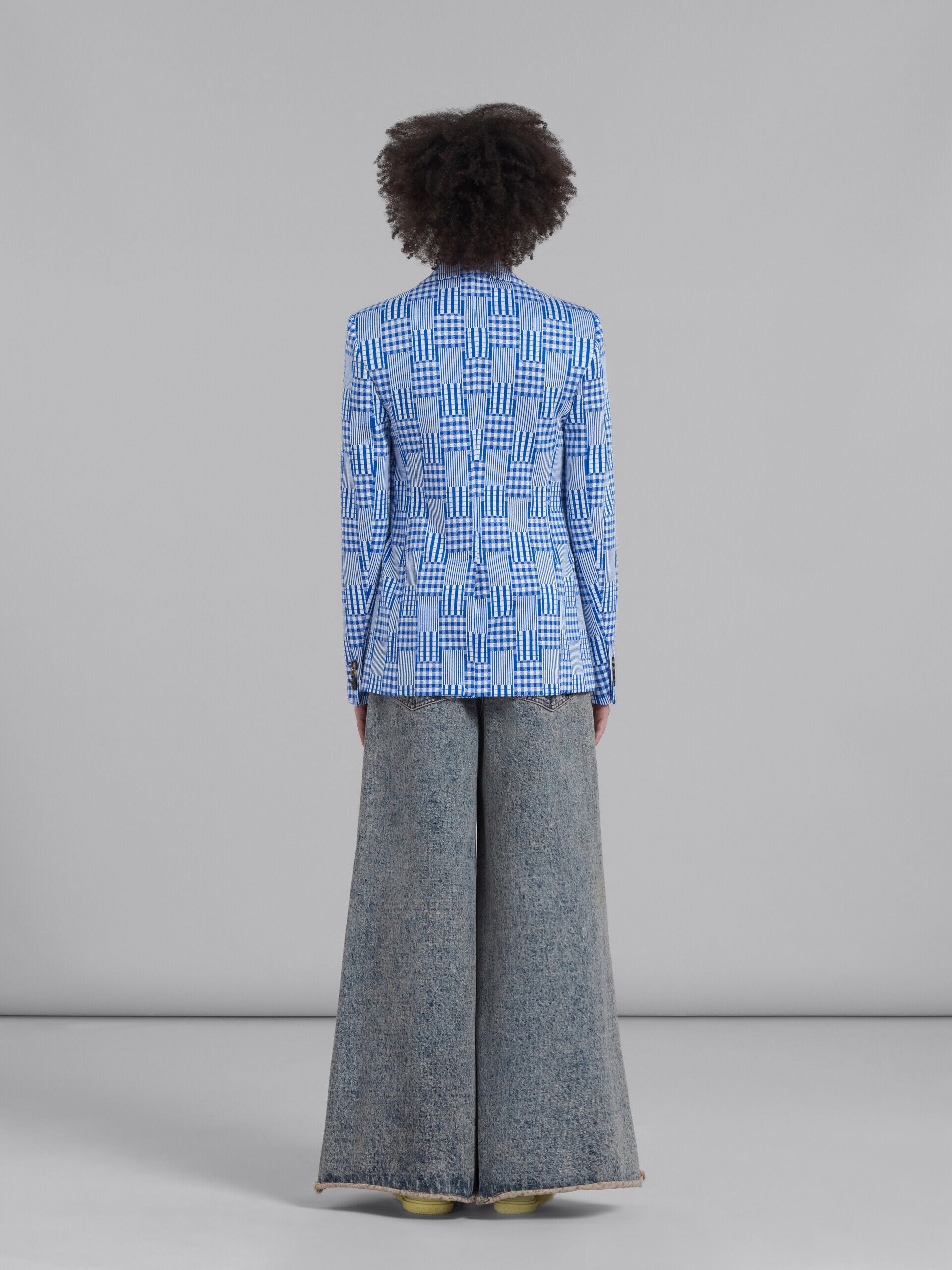 MARNI WOMEN'S BLUE PATTERNED TAILORED JACKET