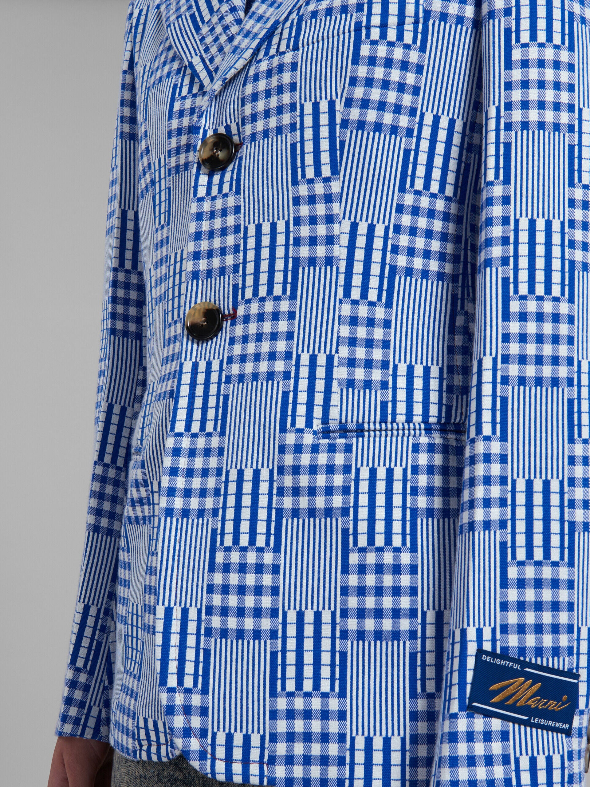 MARNI WOMEN'S BLUE PATTERNED TAILORED JACKET