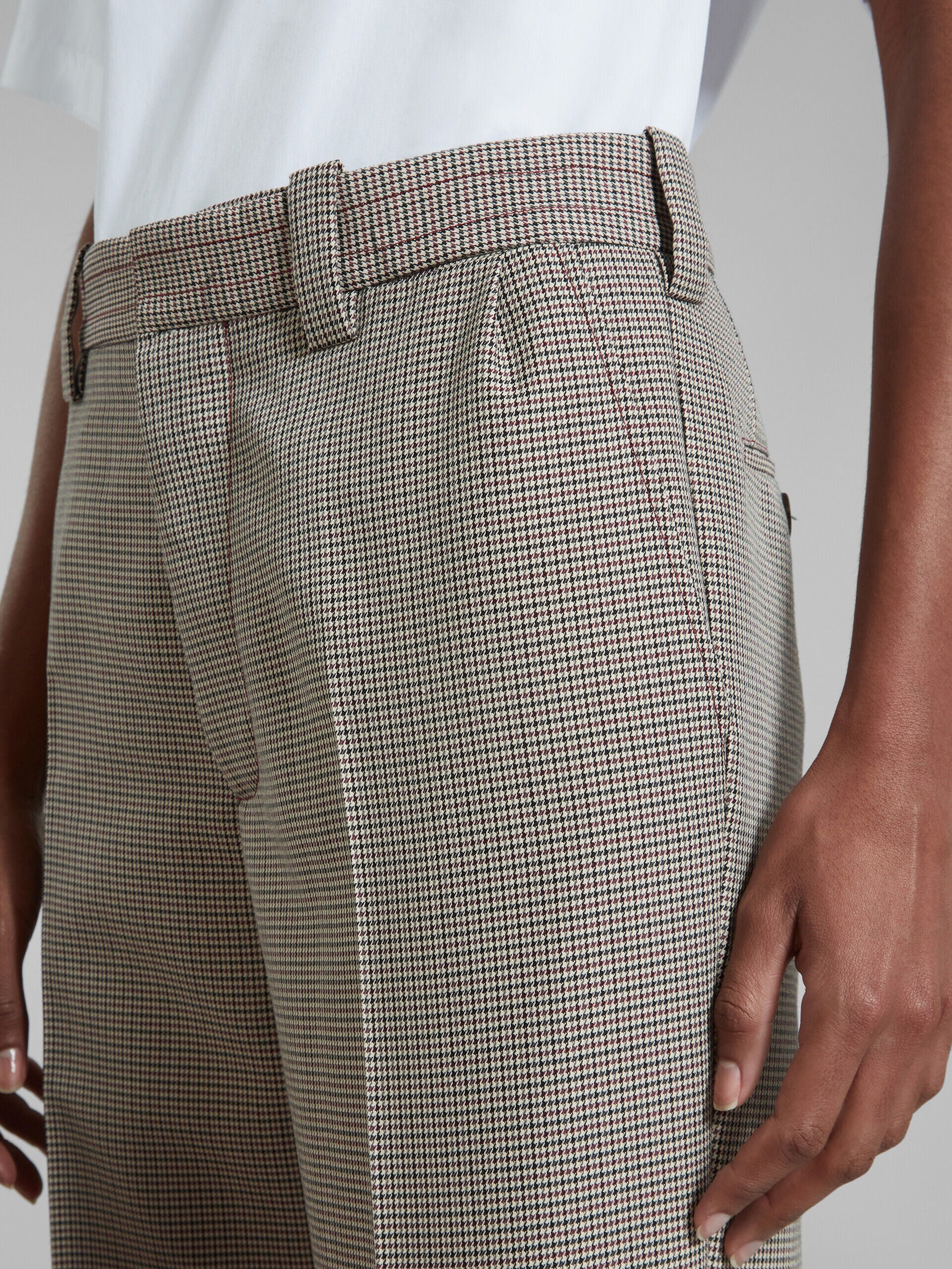MARNI WOMEN'S GRAY CHECKERED WIDE-LEG TROUSERS