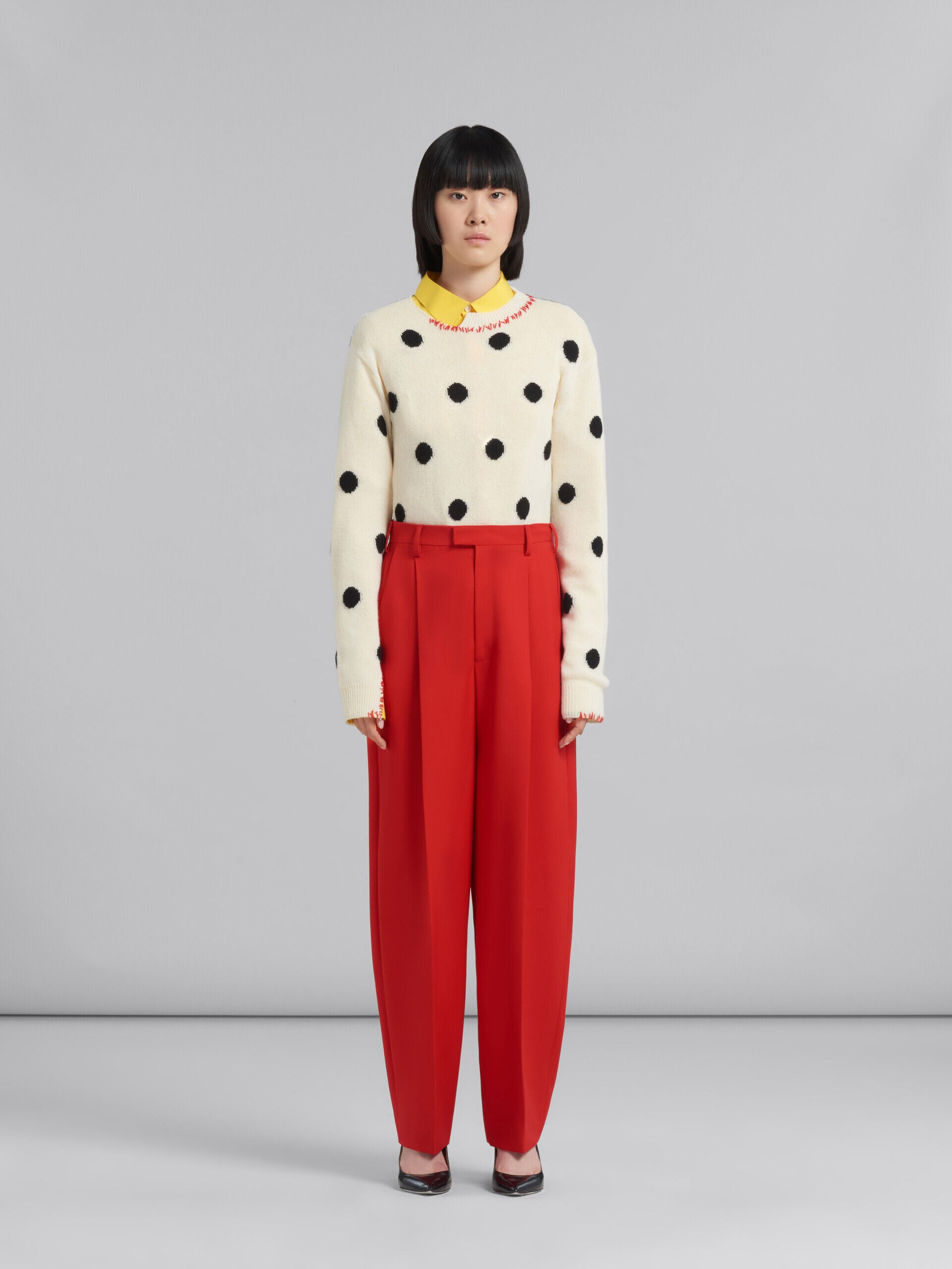 MARNI WOMEN'S RED HIGH-WAISTED TAILORED TROUSERS