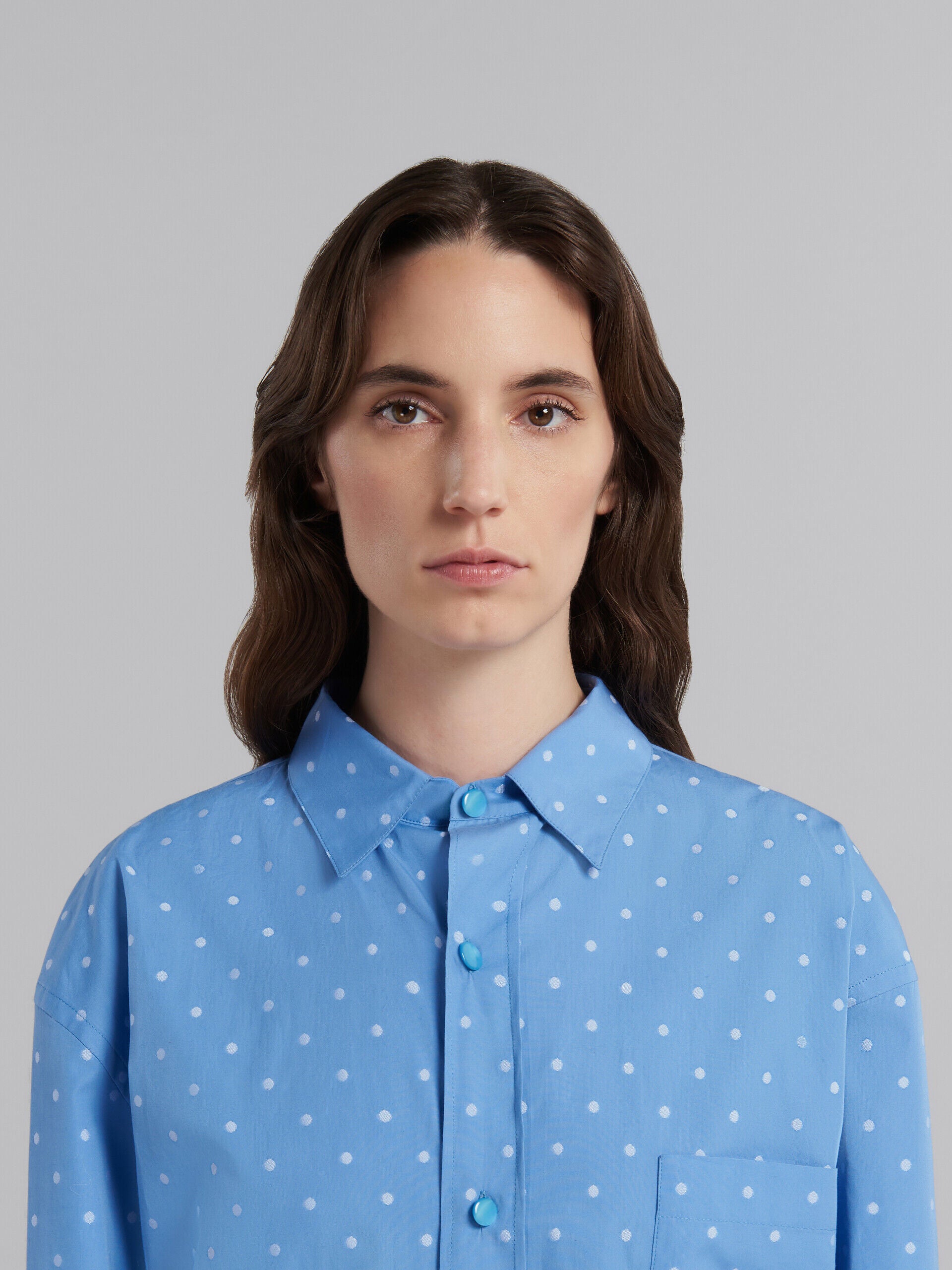 MARNI WOMEN'S IRIS BLUE POLKA DOT SHIRT