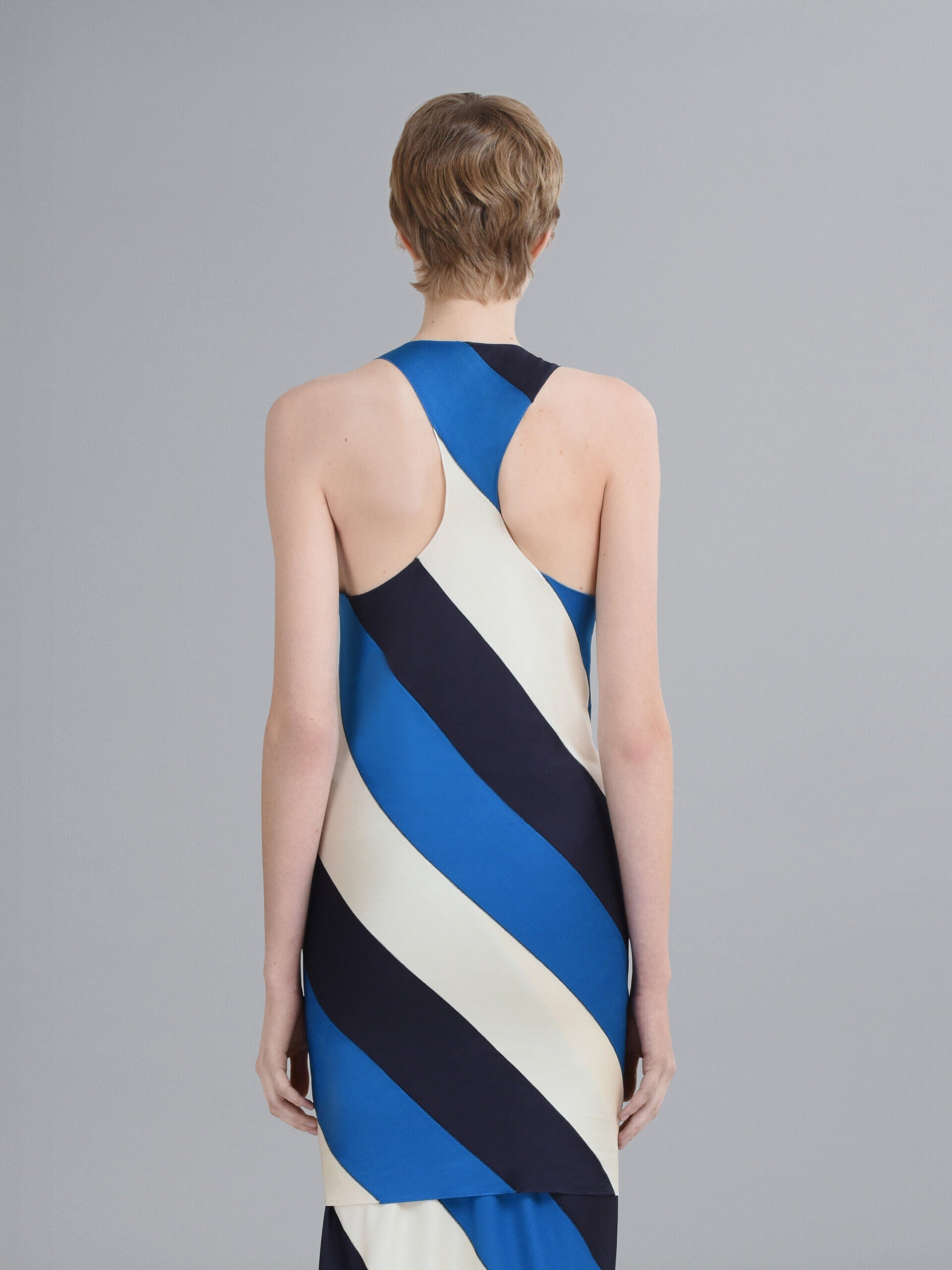 MARNI WOMEN'S BLUE AND CREAM STRIPED DRESS