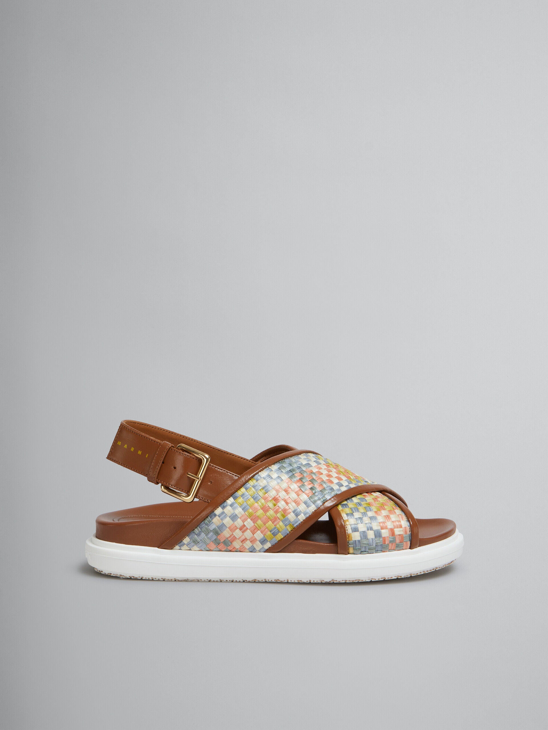 MARNI WOMEN'S BROWN WOVEN LEATHER SANDALS