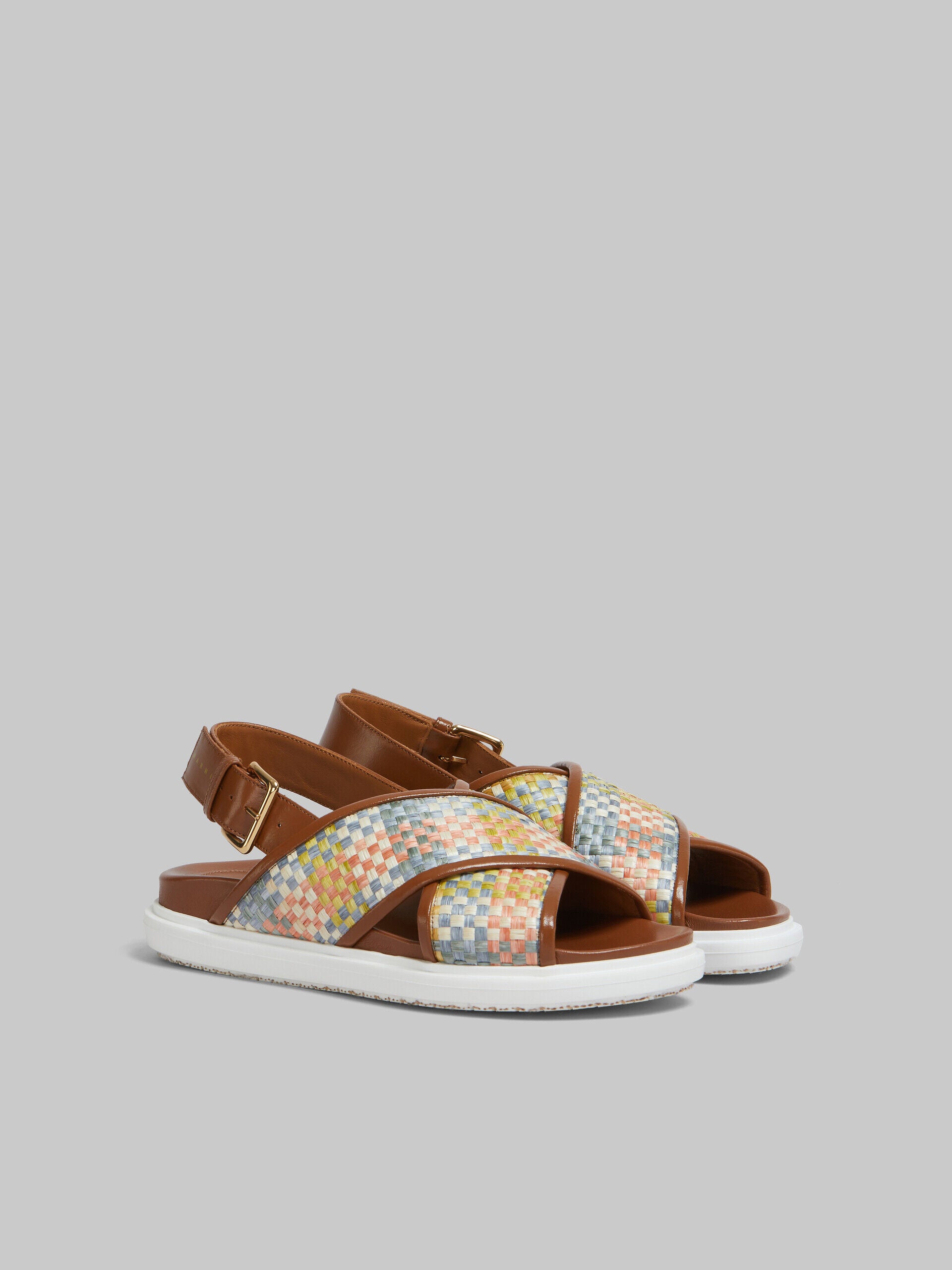 MARNI WOMEN'S BROWN WOVEN LEATHER SANDALS