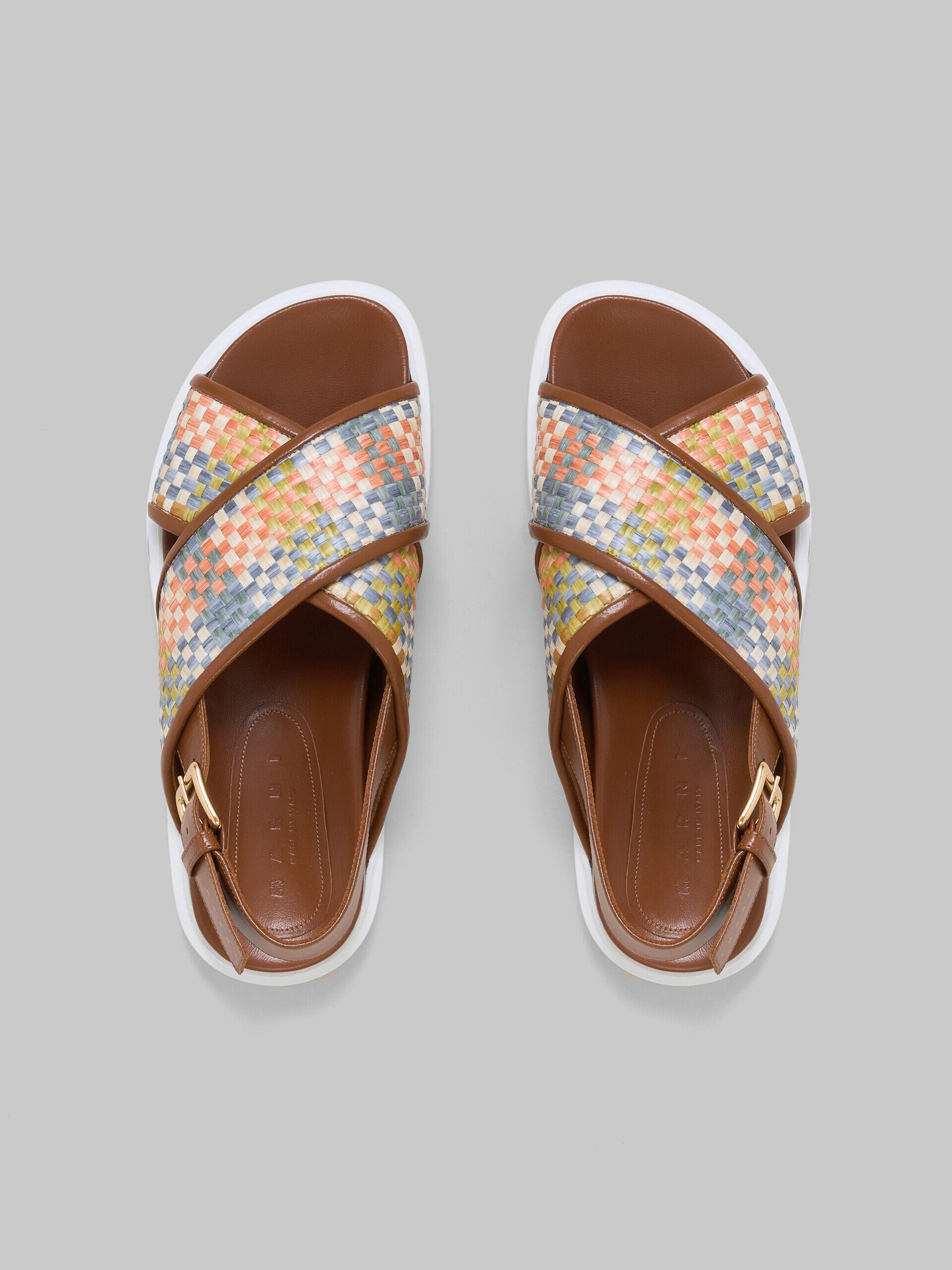 MARNI WOMEN'S BROWN WOVEN LEATHER SANDALS
