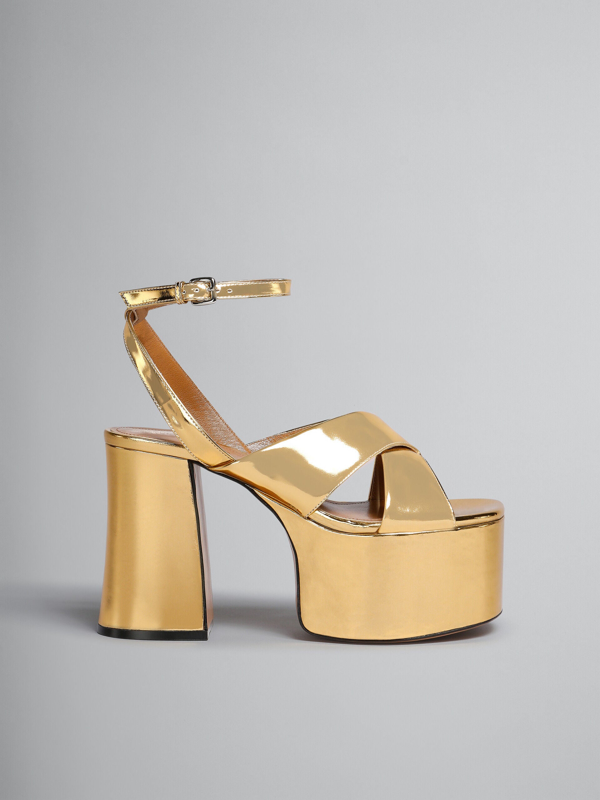 MARNI WOMEN'S GOLD PLATFORM HIGHHEEL SANDALS