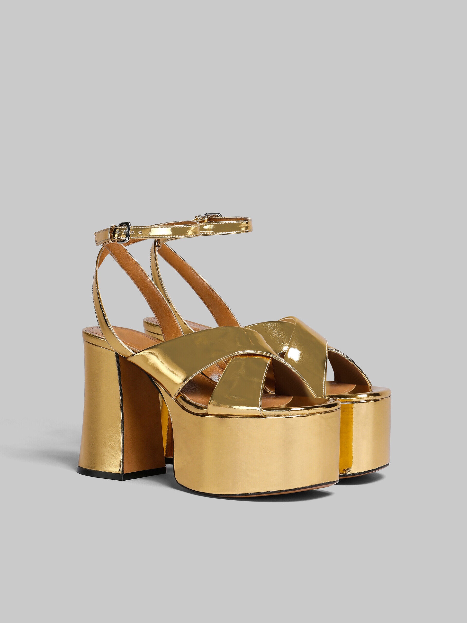MARNI WOMEN'S GOLD PLATFORM HIGHHEEL SANDALS