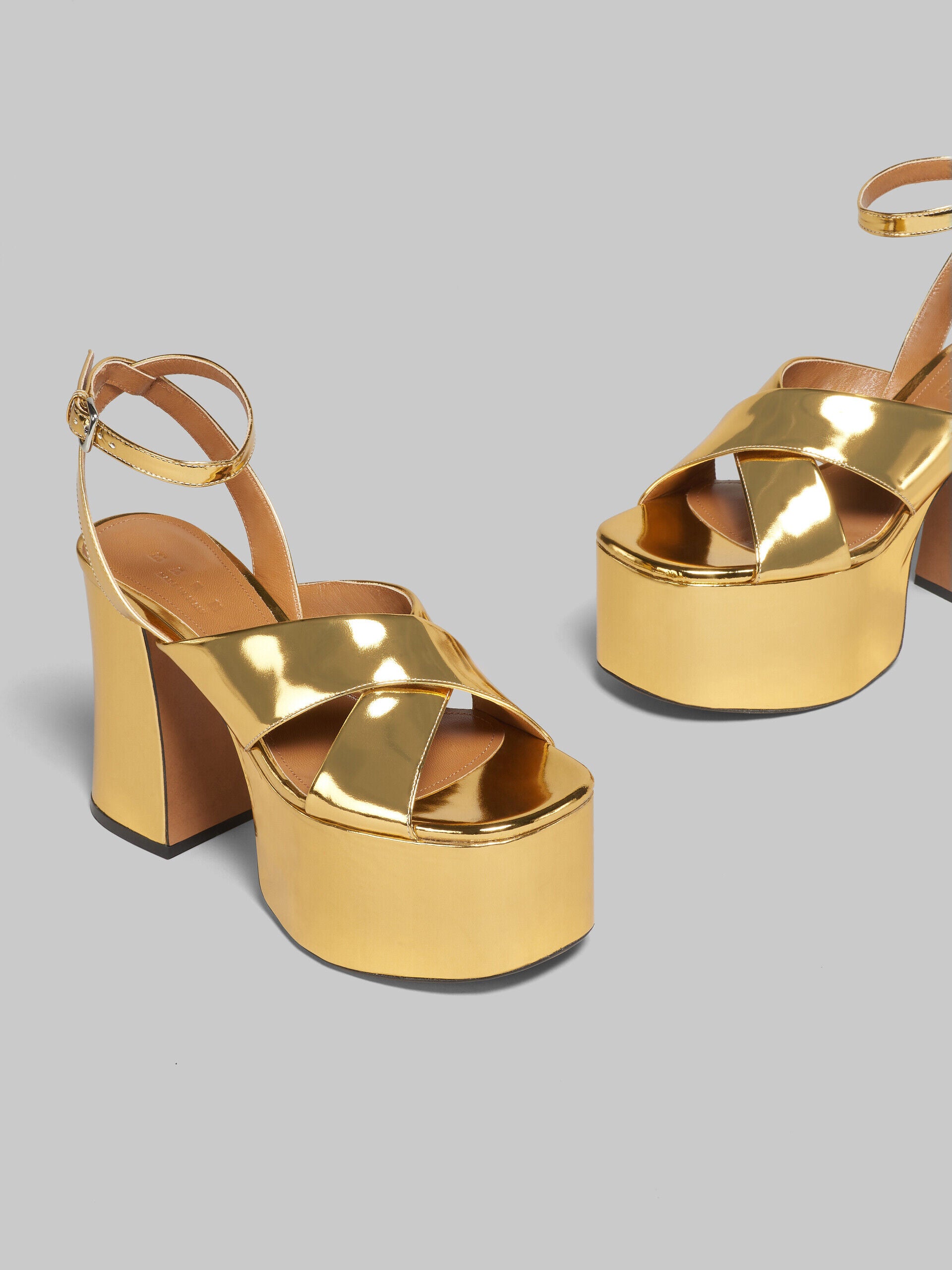MARNI WOMEN'S GOLD PLATFORM HIGHHEEL SANDALS