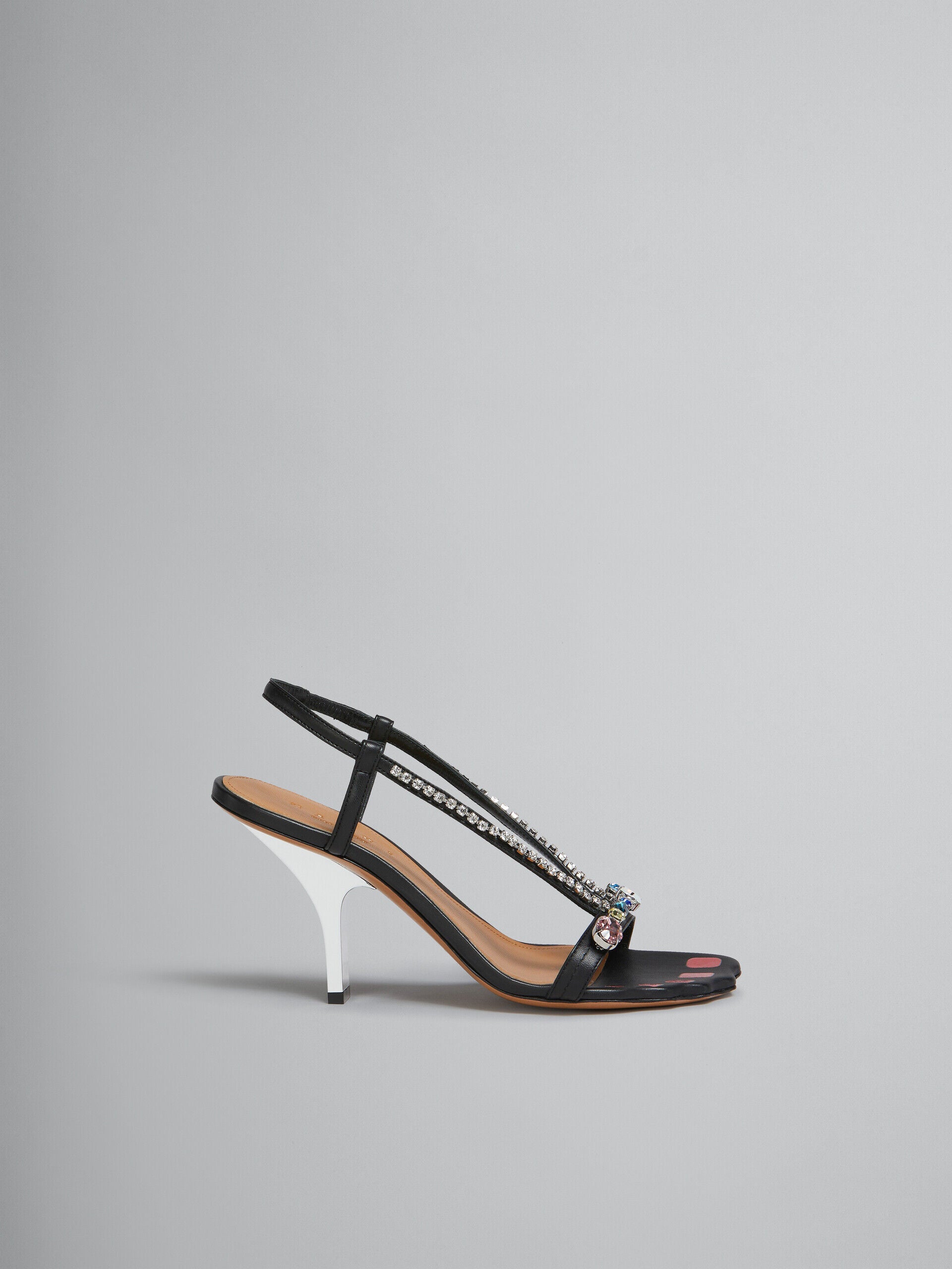 MARNI WOMEN'S BLACK JEWELED SLINGBACK HEELS
