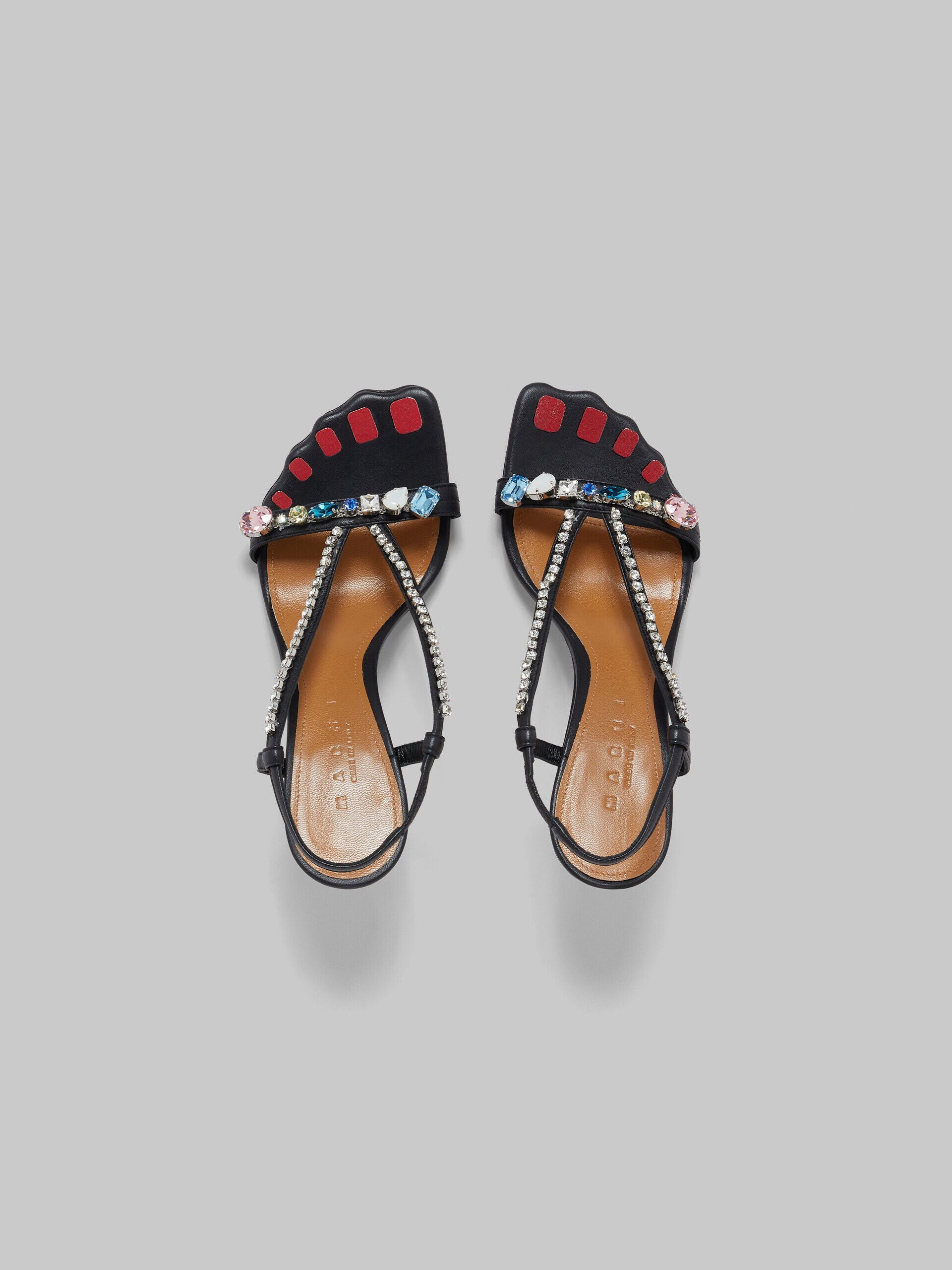 MARNI WOMEN'S BLACK JEWELED SLINGBACK HEELS
