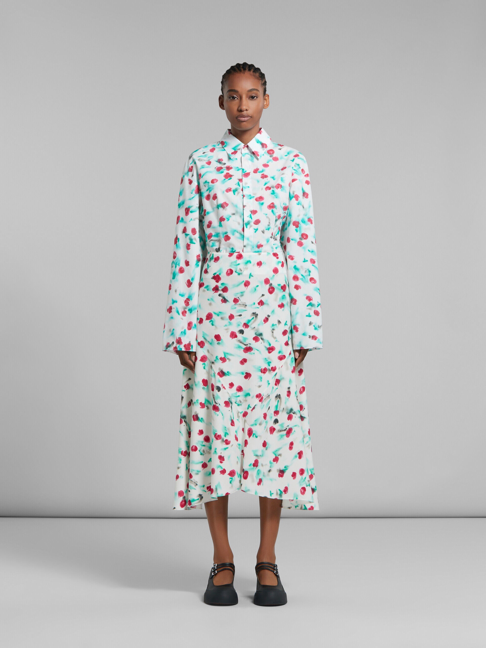 MARNI WOMEN'S WHITE FLORAL ASYMMETRIC SKIRT