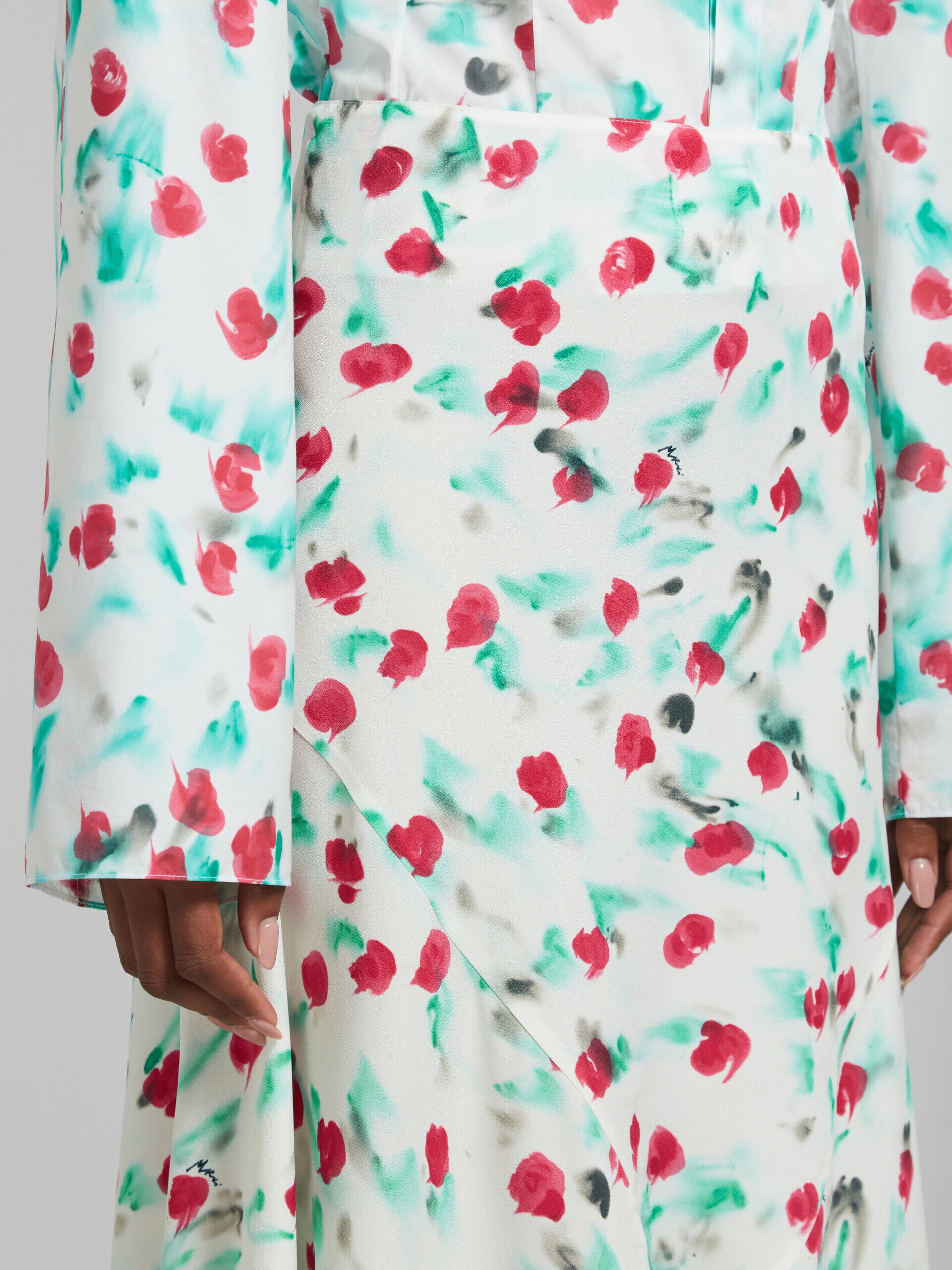 MARNI WOMEN'S WHITE FLORAL ASYMMETRIC SKIRT