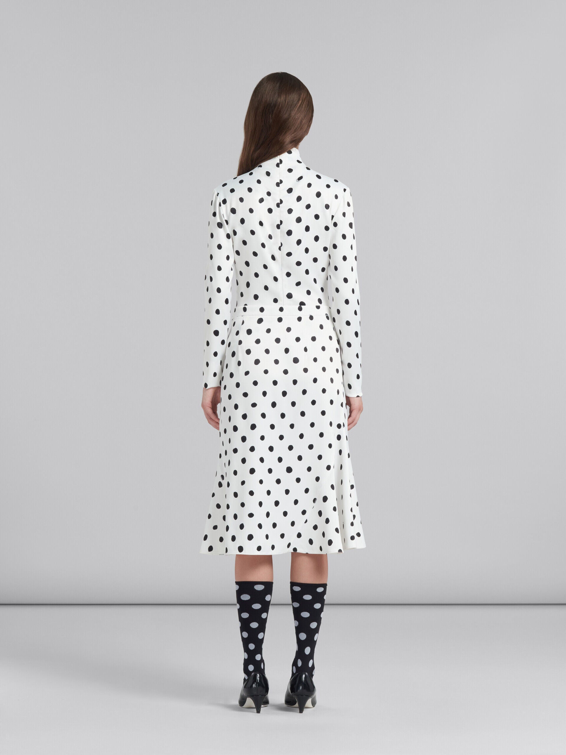 MARNI WOMEN'S WHITE POLKA DOT FLARED SKIRT