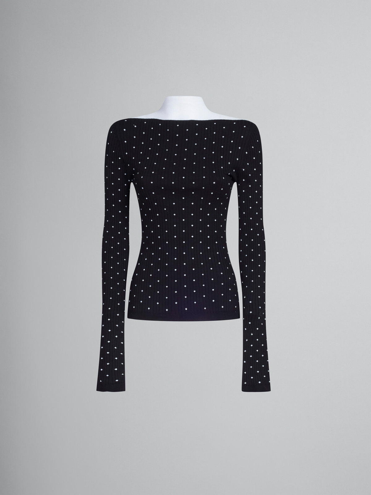 MARNI WOMEN'S BLACK RIBBED POLKA DOT SWEATER