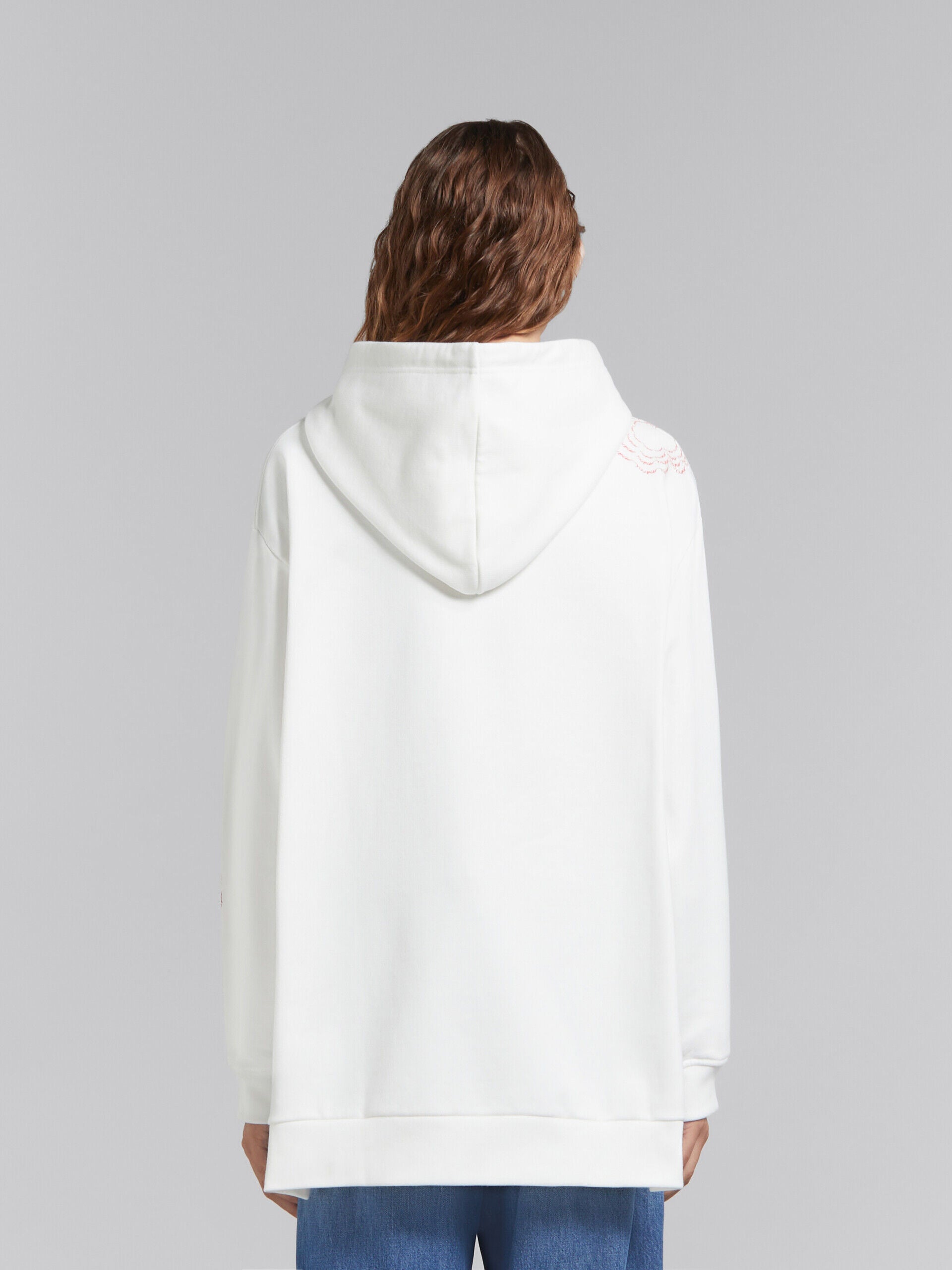 MARNI WOMEN'S NATURAL WHITE FLORAL EMBROIDERED HOODIE