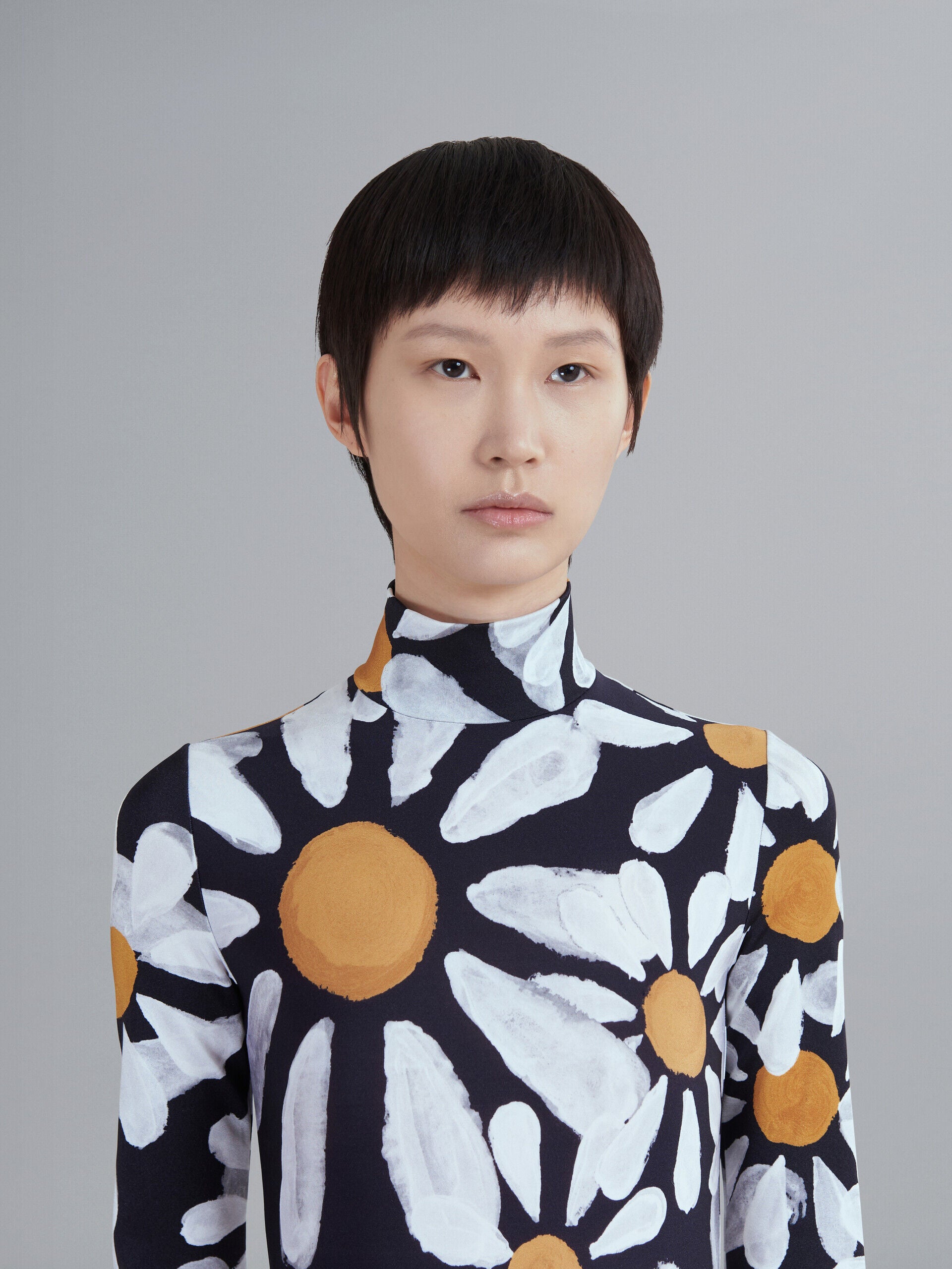 MARNI WOMEN'S BLACK FLORAL LONG-SLEEVE SWIMSUIT