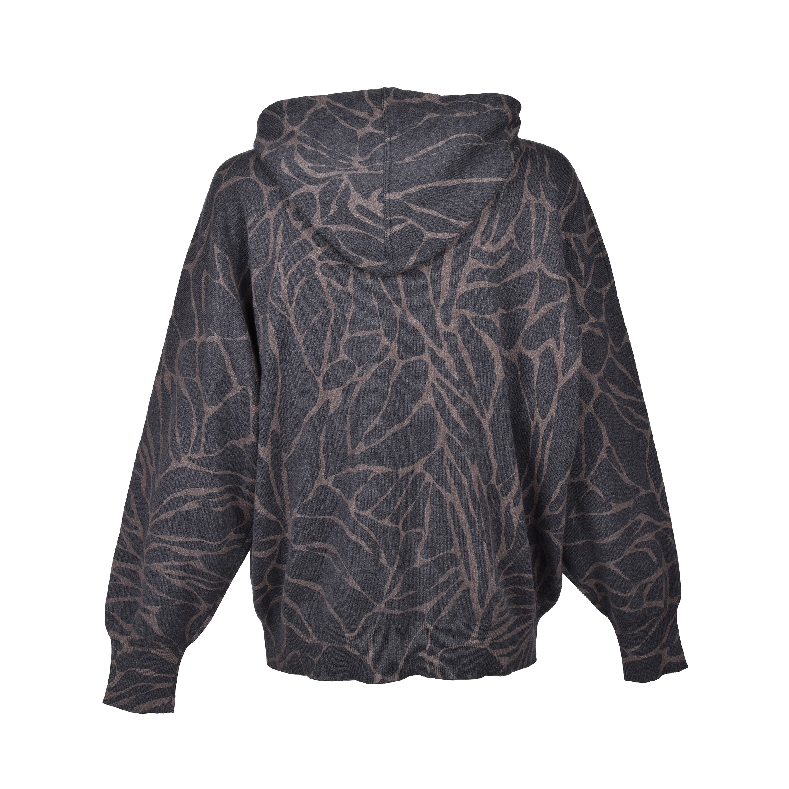 BRUNELLO CUCINELLI WOMEN'S BLACK CASHMERE BLEND PATTERNED HOODIE