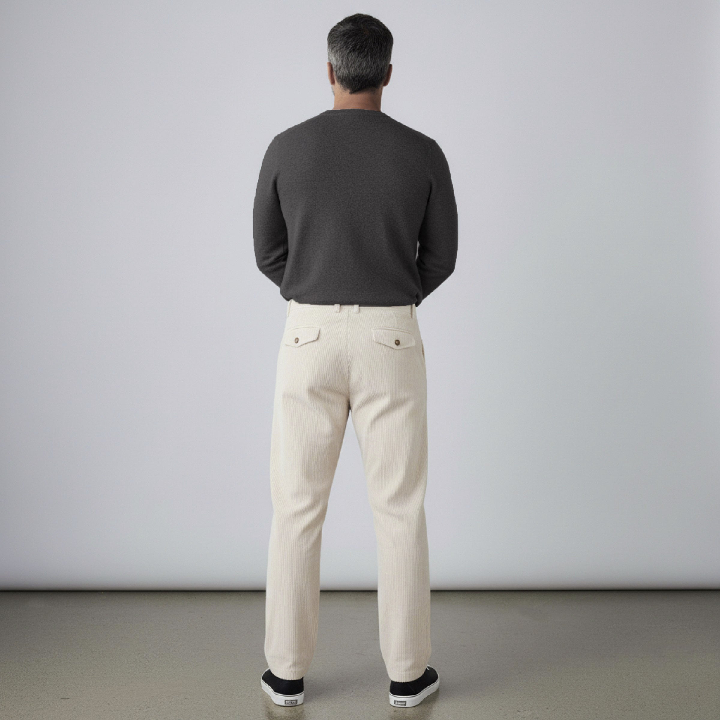 BRUNELLO CUCINELLI MEN'S OFF WHITE CORDUROY TROUSERS