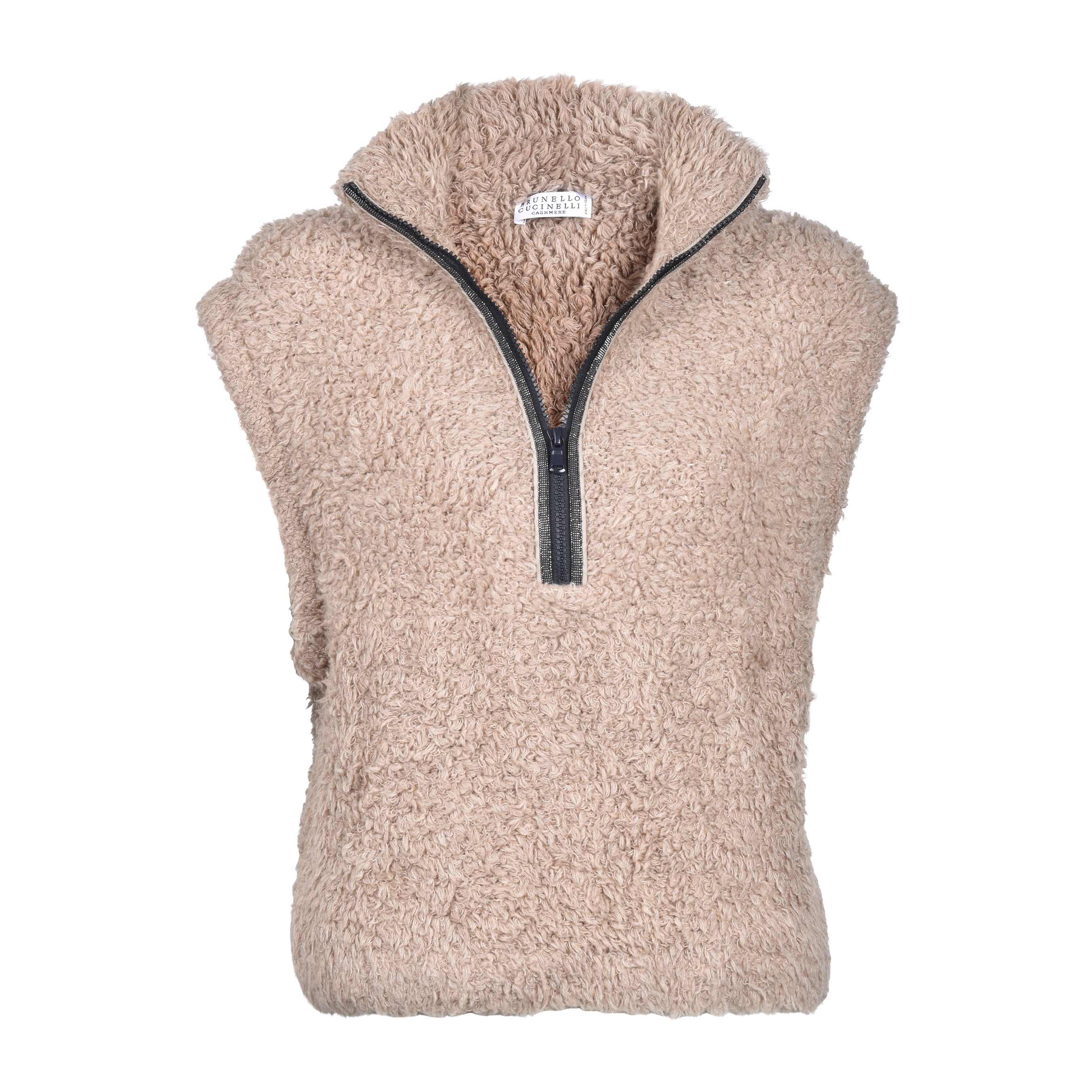 BRUNELLO CUCINELLI WOMEN'S BROWN CASHMERE ZIP-UP VEST