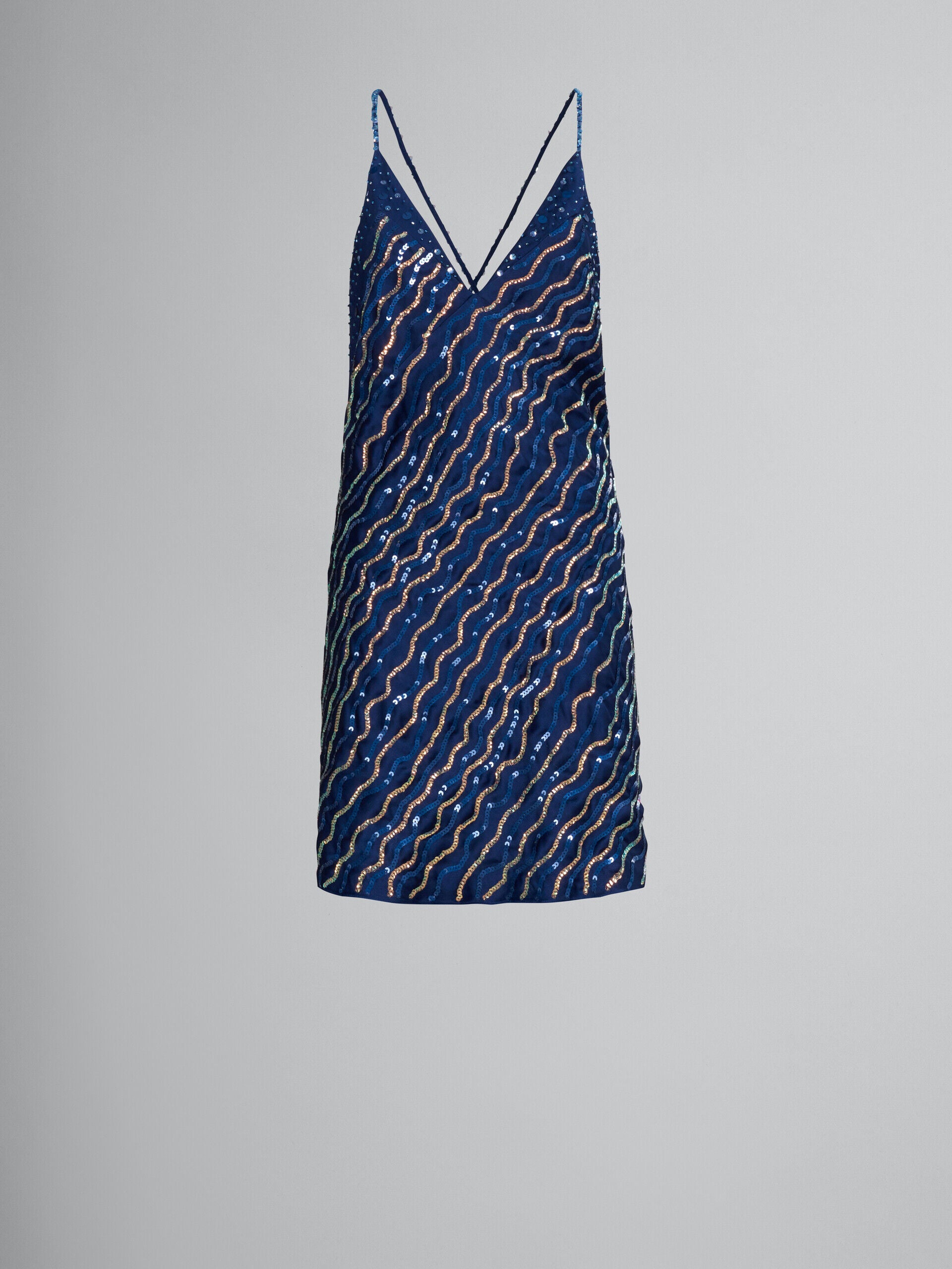 MARNI WOMEN'S NAVY SEQUIN SLIP DRESS