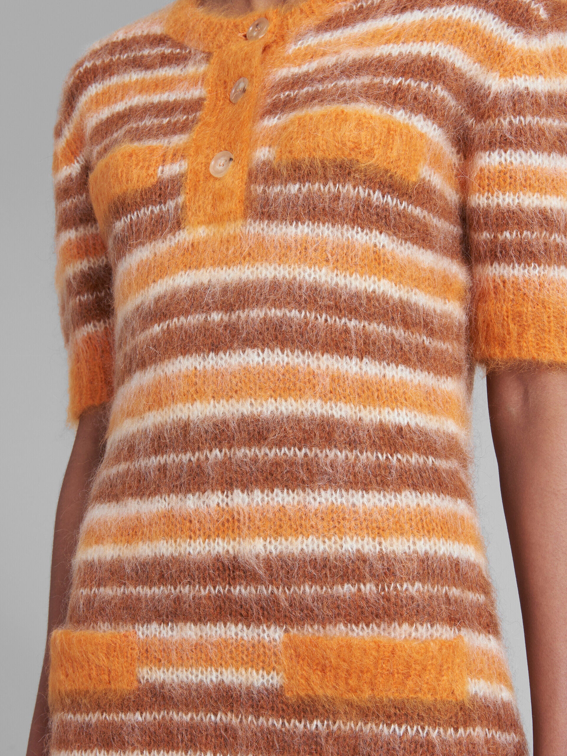 MARNI WOMEN'S ORANGE STRIPED KNIT DRESS