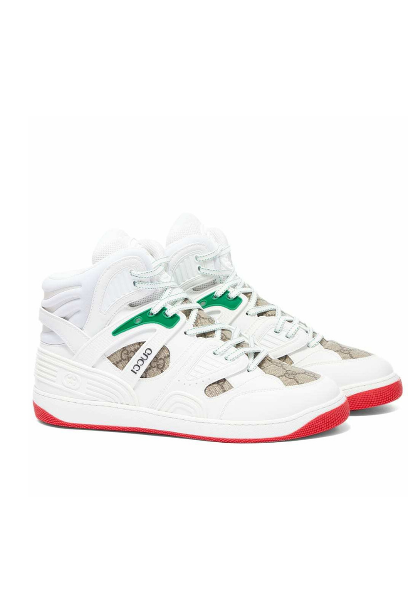 Gucci Men's Basket High-Top Sneakers (Grey/White)