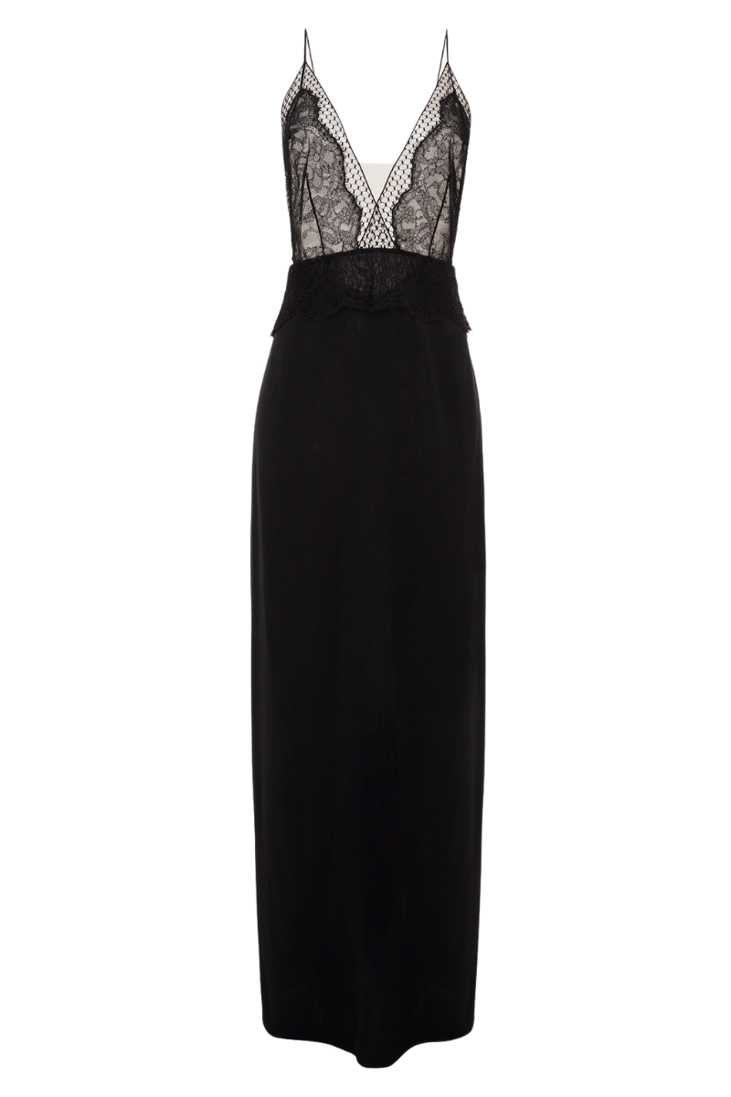 La Perla Women's Honeycomb Shadows Long Silk Nightgown - Onyx - Size Large La Perla Women's Honeycomb Shadows Long Silk Nightgown - Onyx - Size Large