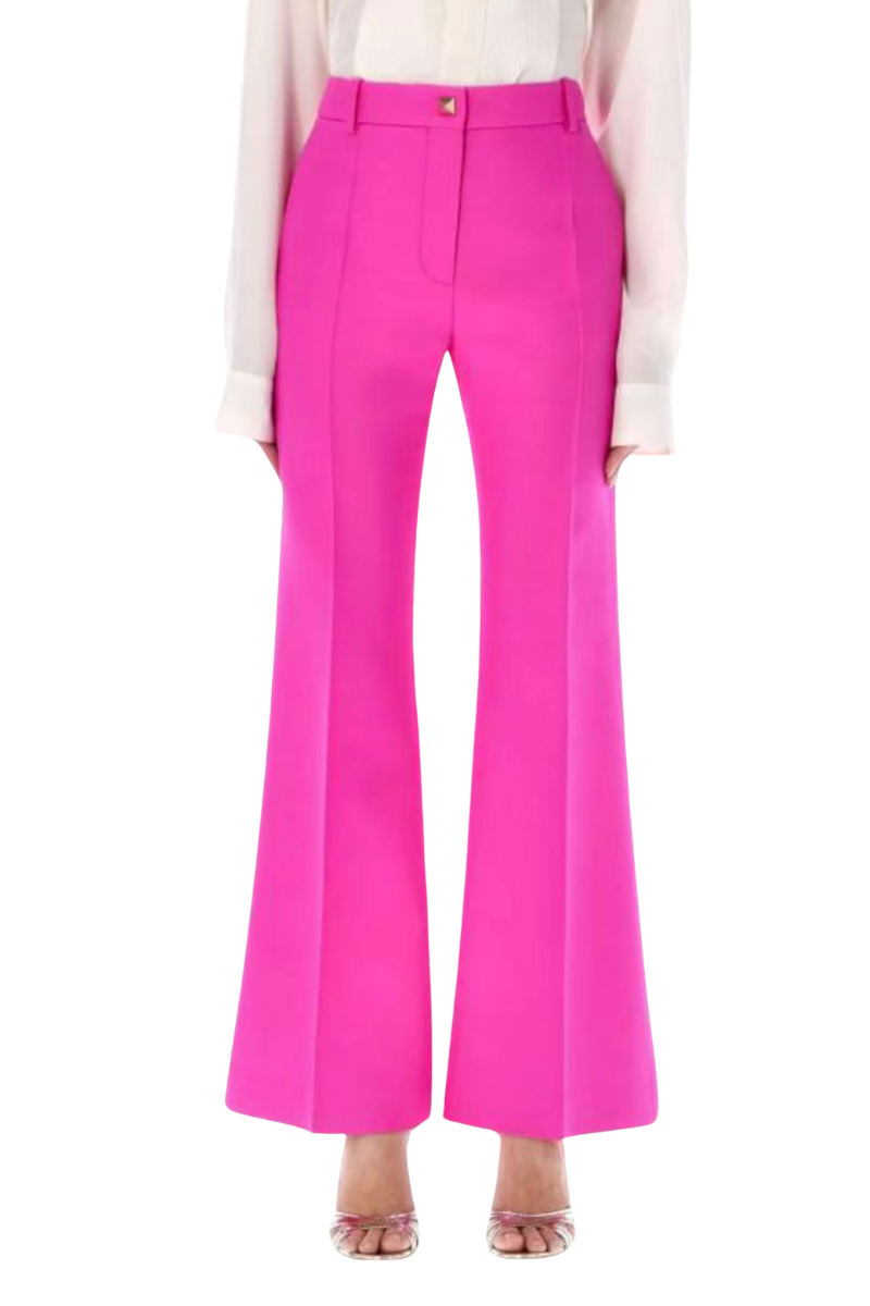 Valentino Solid Button Accent Straight Casual Pants Pink PP 2B3RB5601CF_UWT