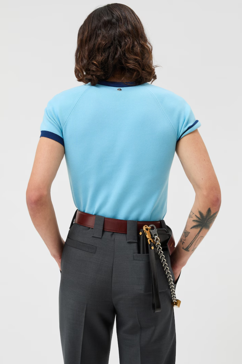 Versace Cotton Knit T-Shirt Light Blue
