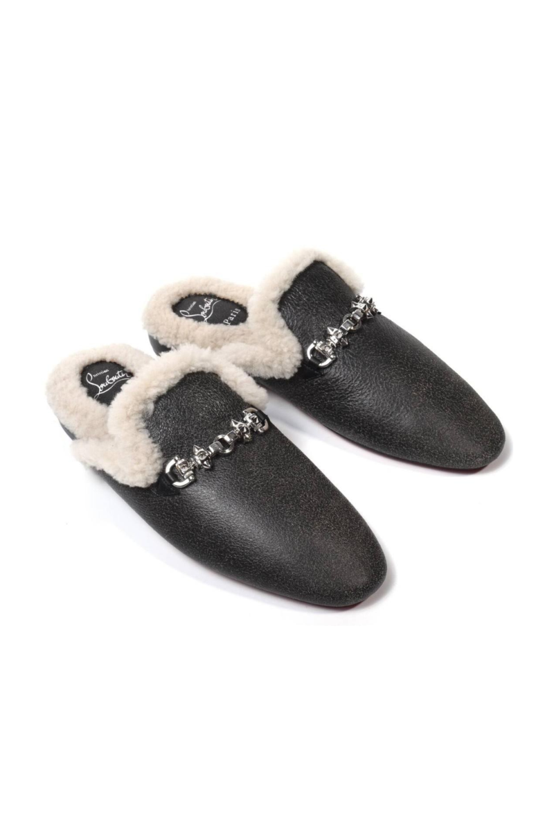 Christian Louboutin Woolito Swing Flat Leather Mules