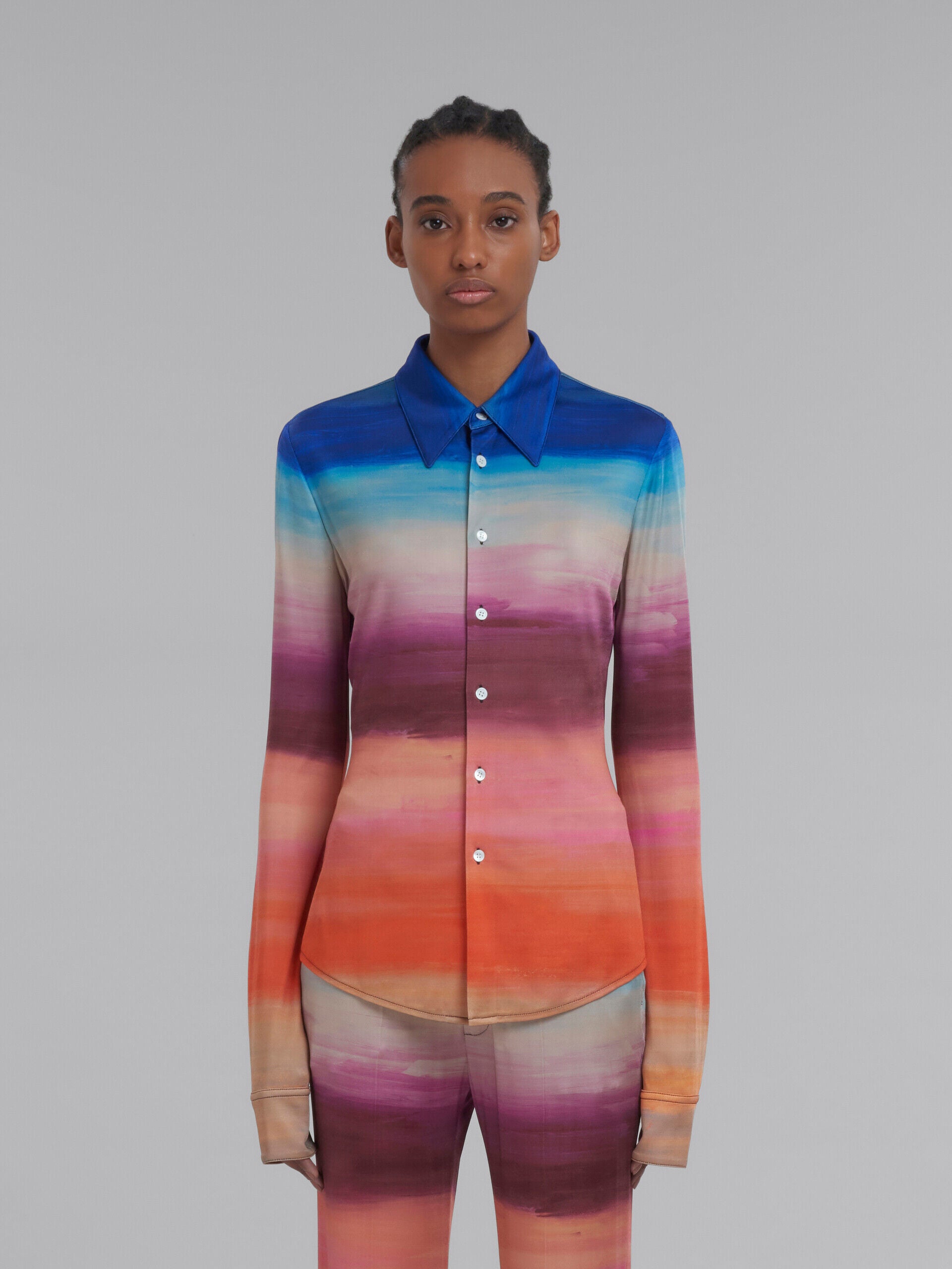MARNI WOMEN'S MULTICOLOR GRADIENT LONG-SLEEVE SHIRT