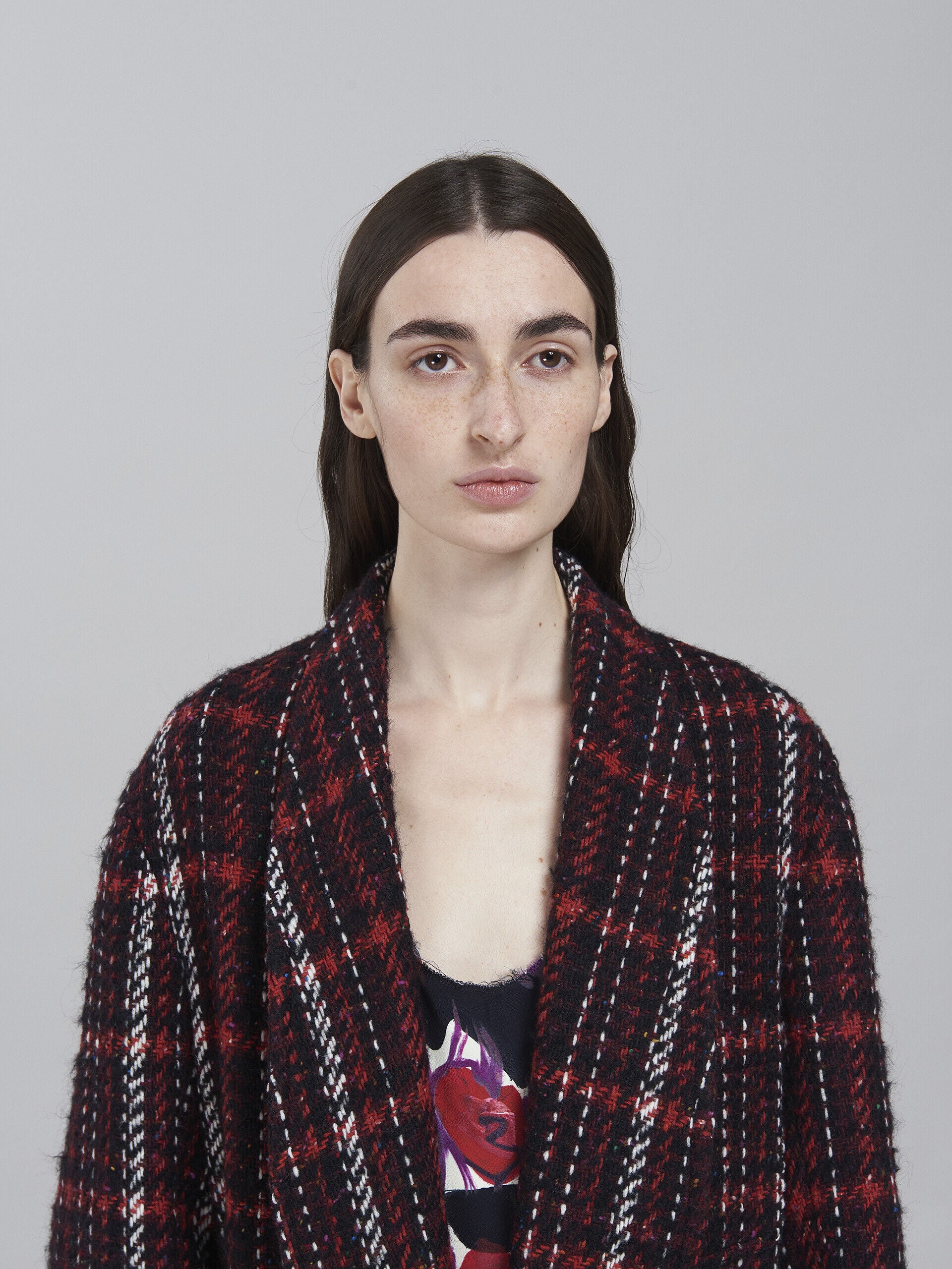 MARNI WOMEN'S PLAID BELTED LONG COAT