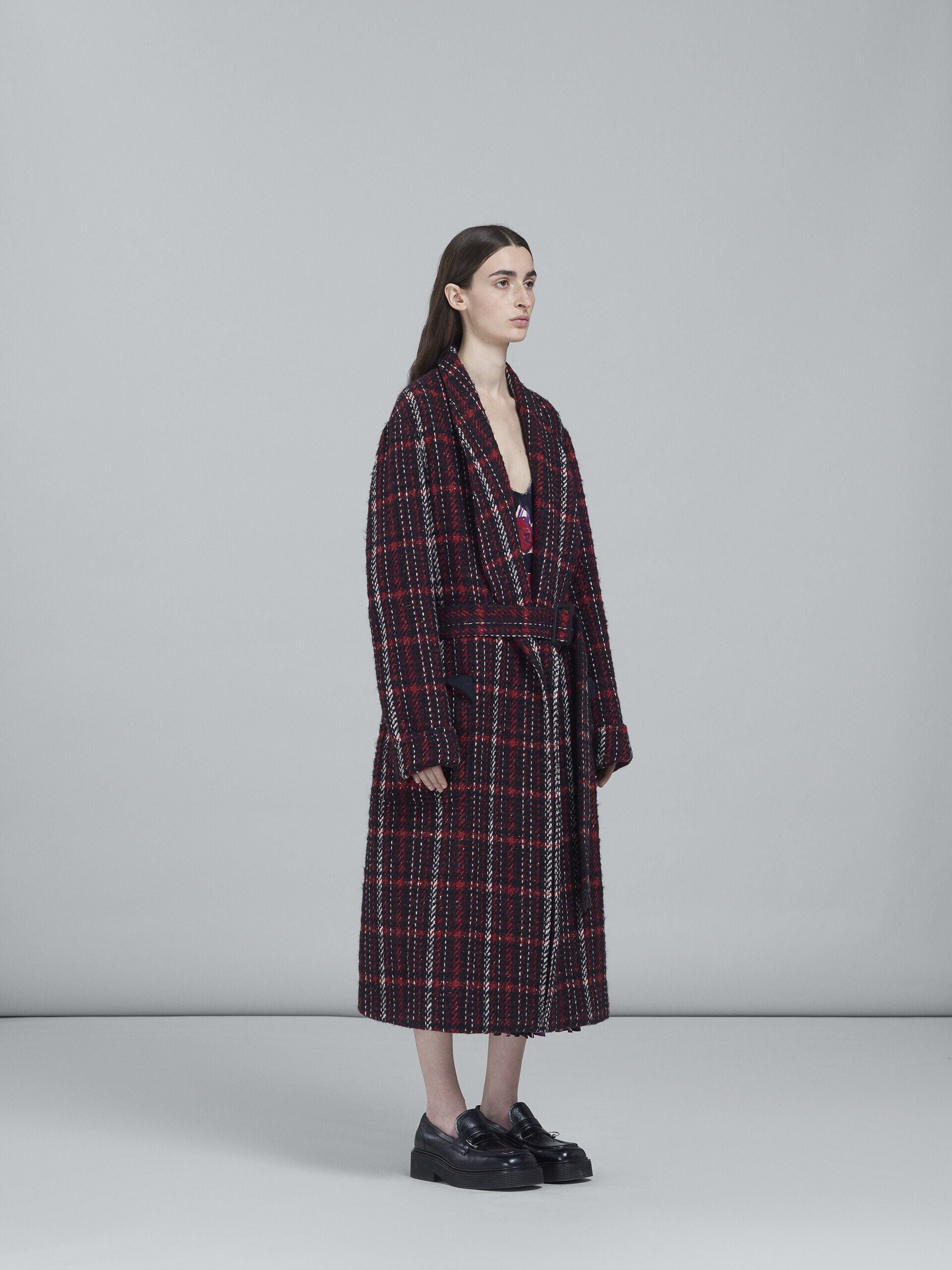 MARNI WOMEN'S PLAID BELTED LONG COAT
